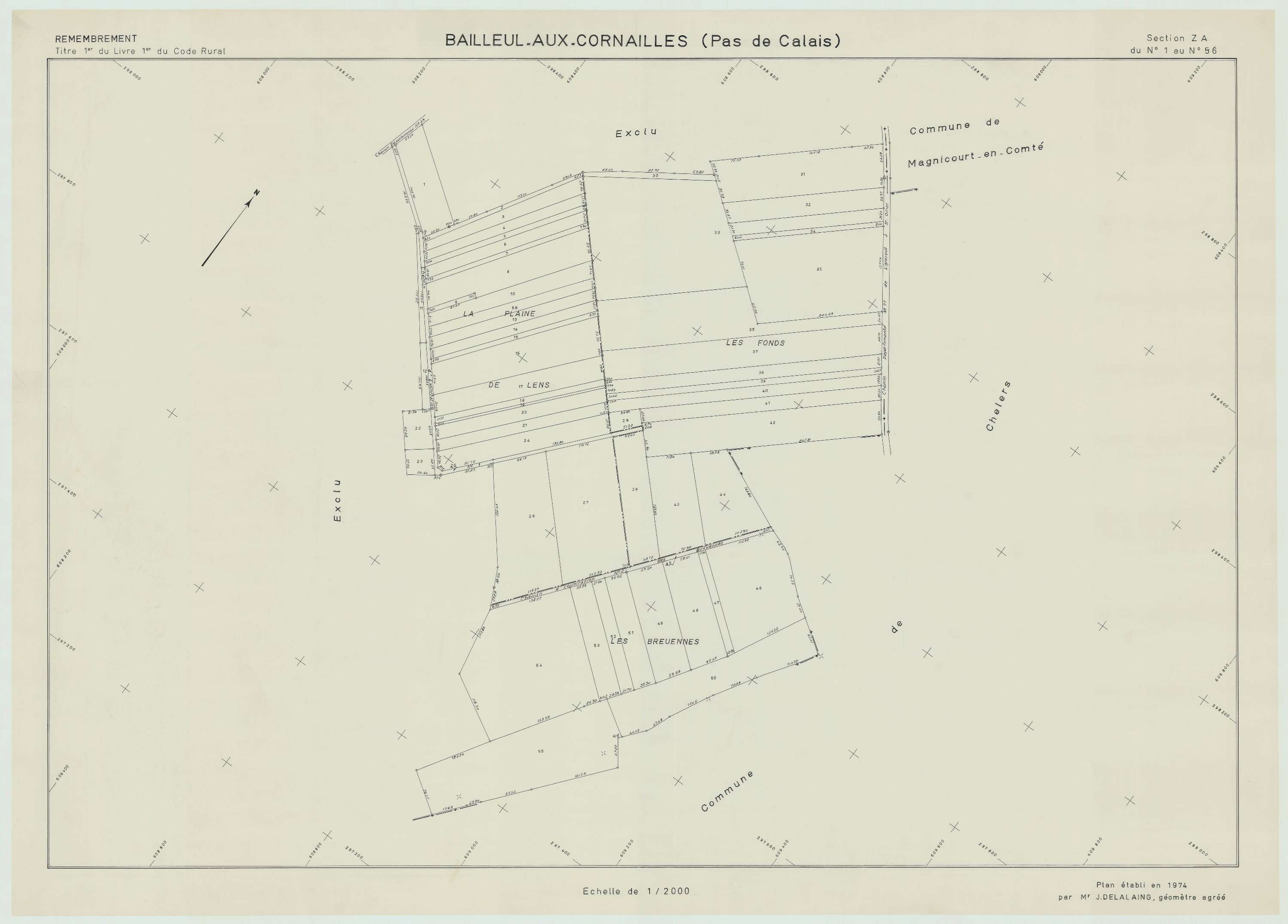 Bailleul-aux-Cornailles - Plan de remembrement : section ZA.