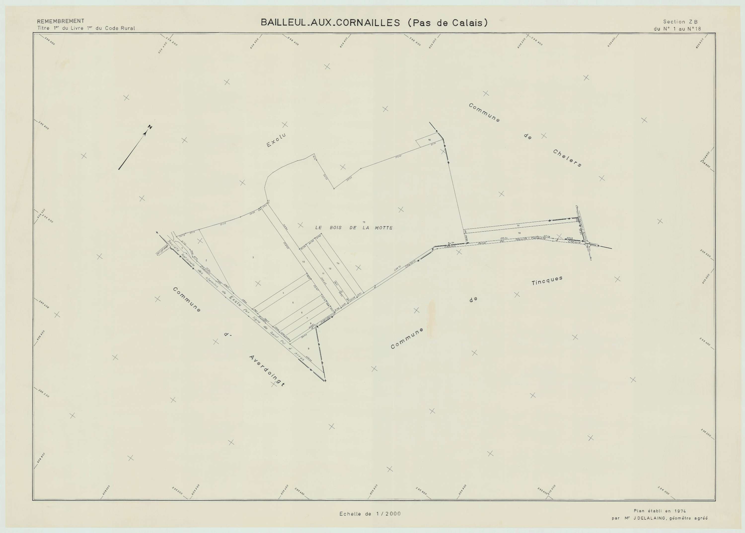 Bailleul-aux-Cornailles - Plan de remembrement : section ZB.