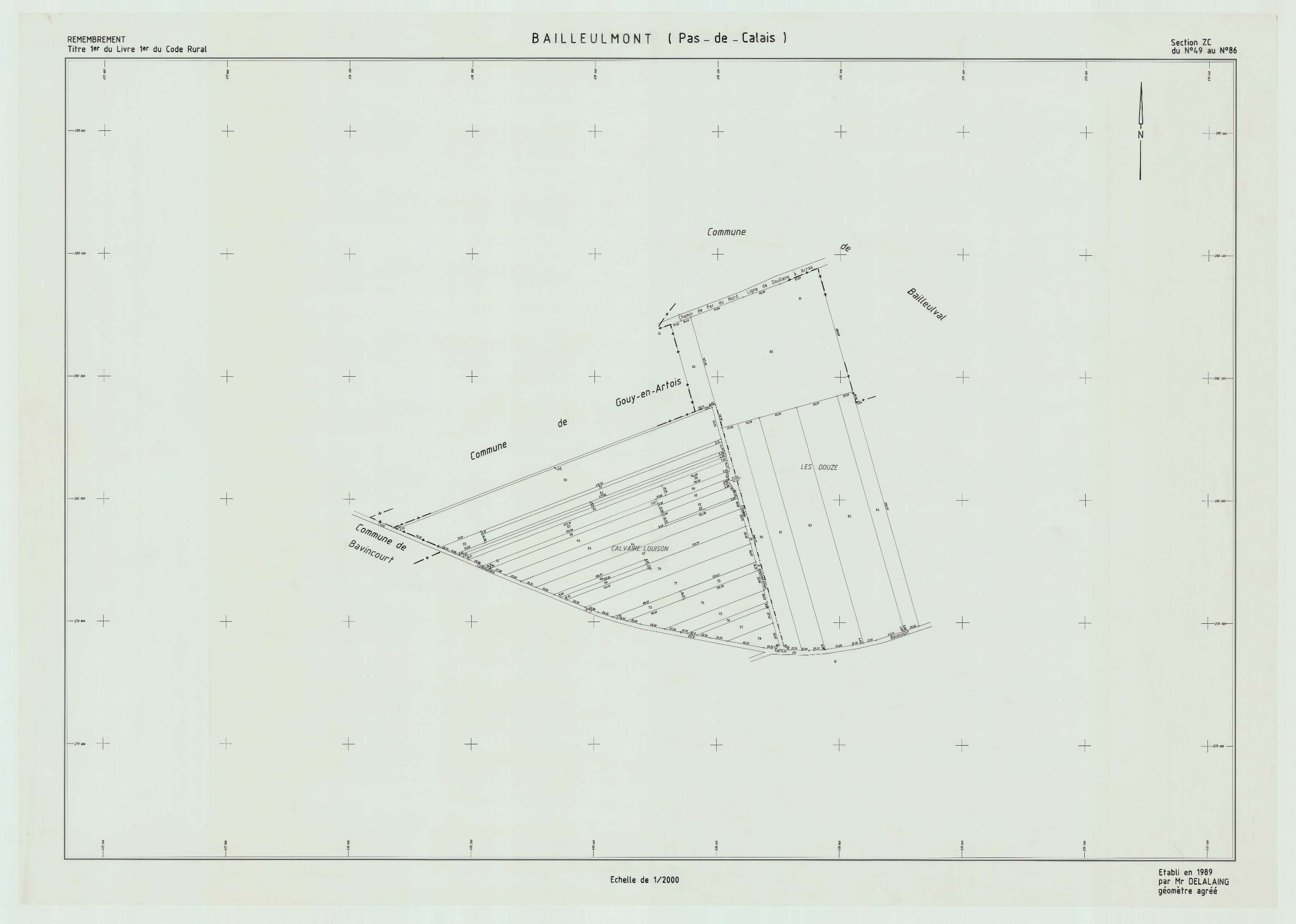 Bailleulmont - Plan de remembrement : section ZC.