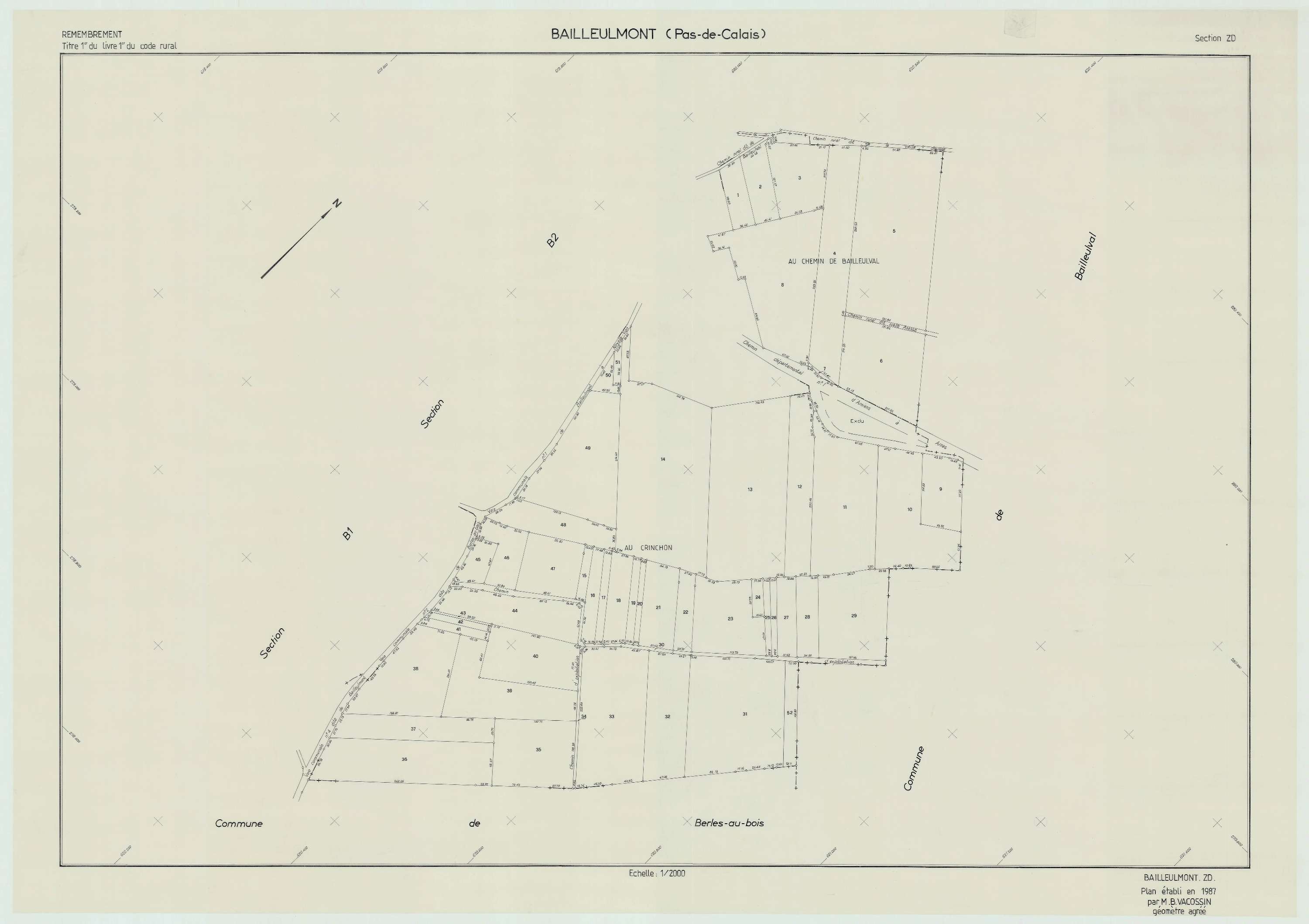 Bailleulmont - Plan de remembrement : section ZD.