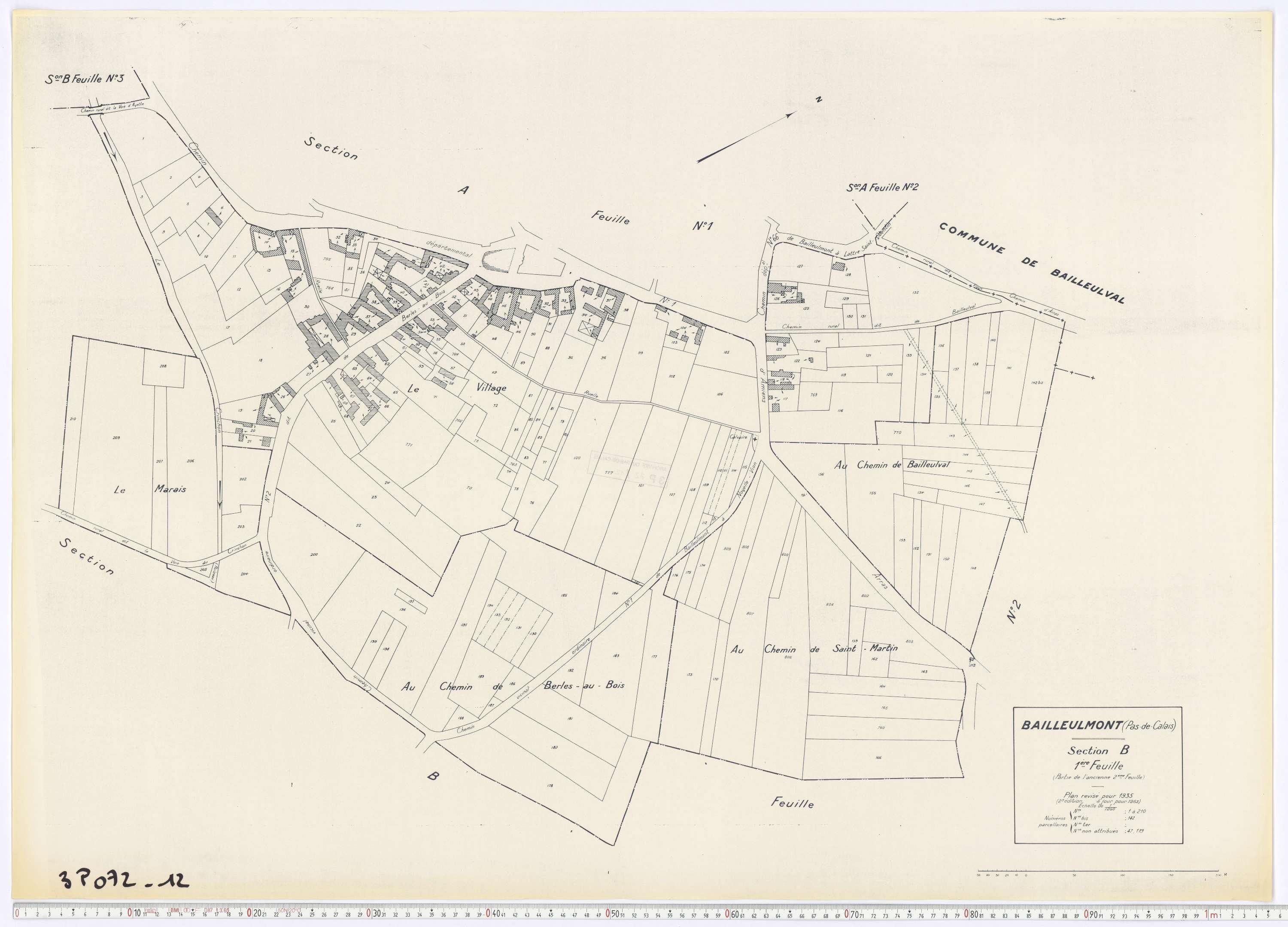 Bailleulmont - Section B, feuille 1.