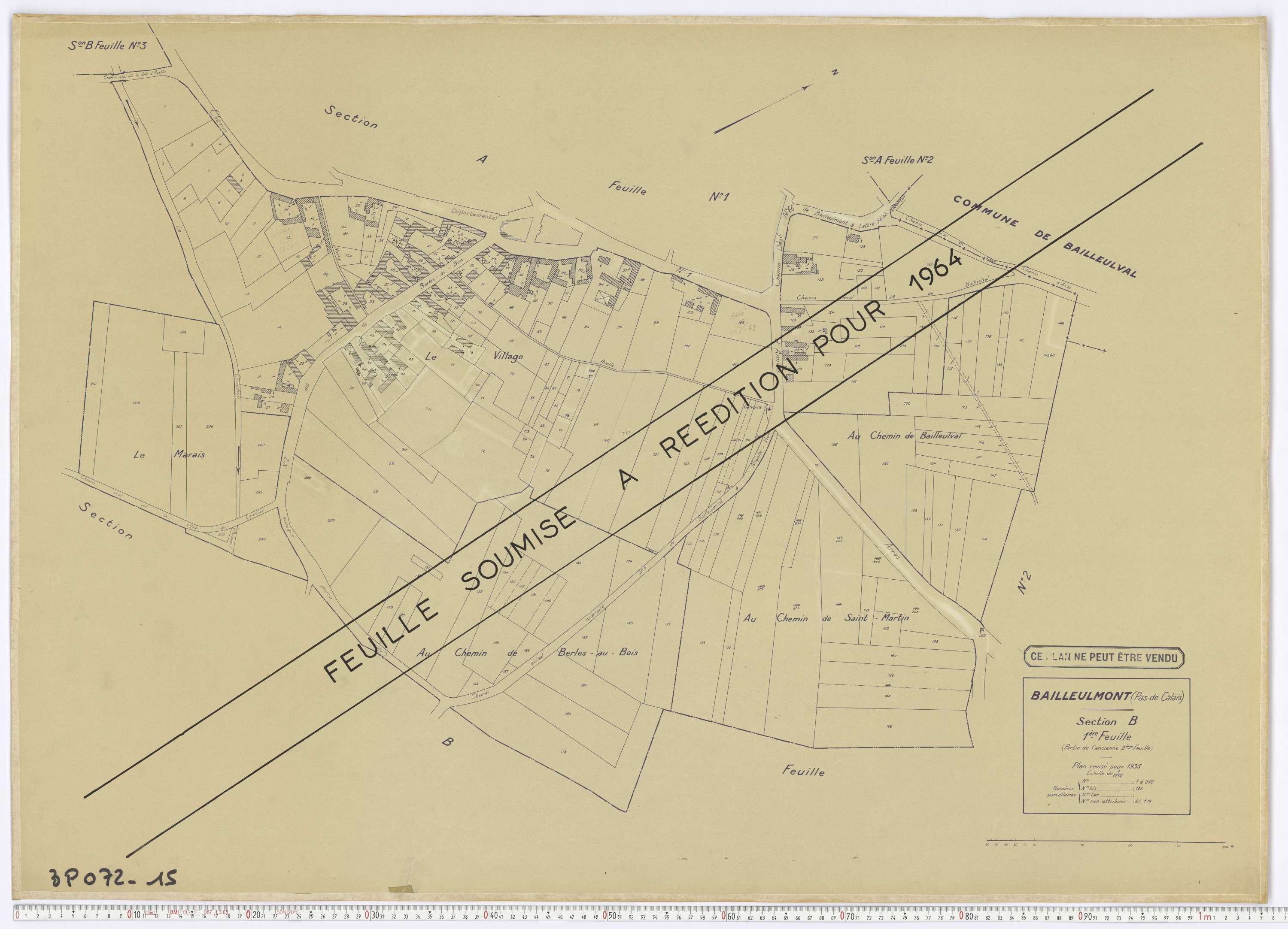 Bailleulmont - Section B, feuille 1.