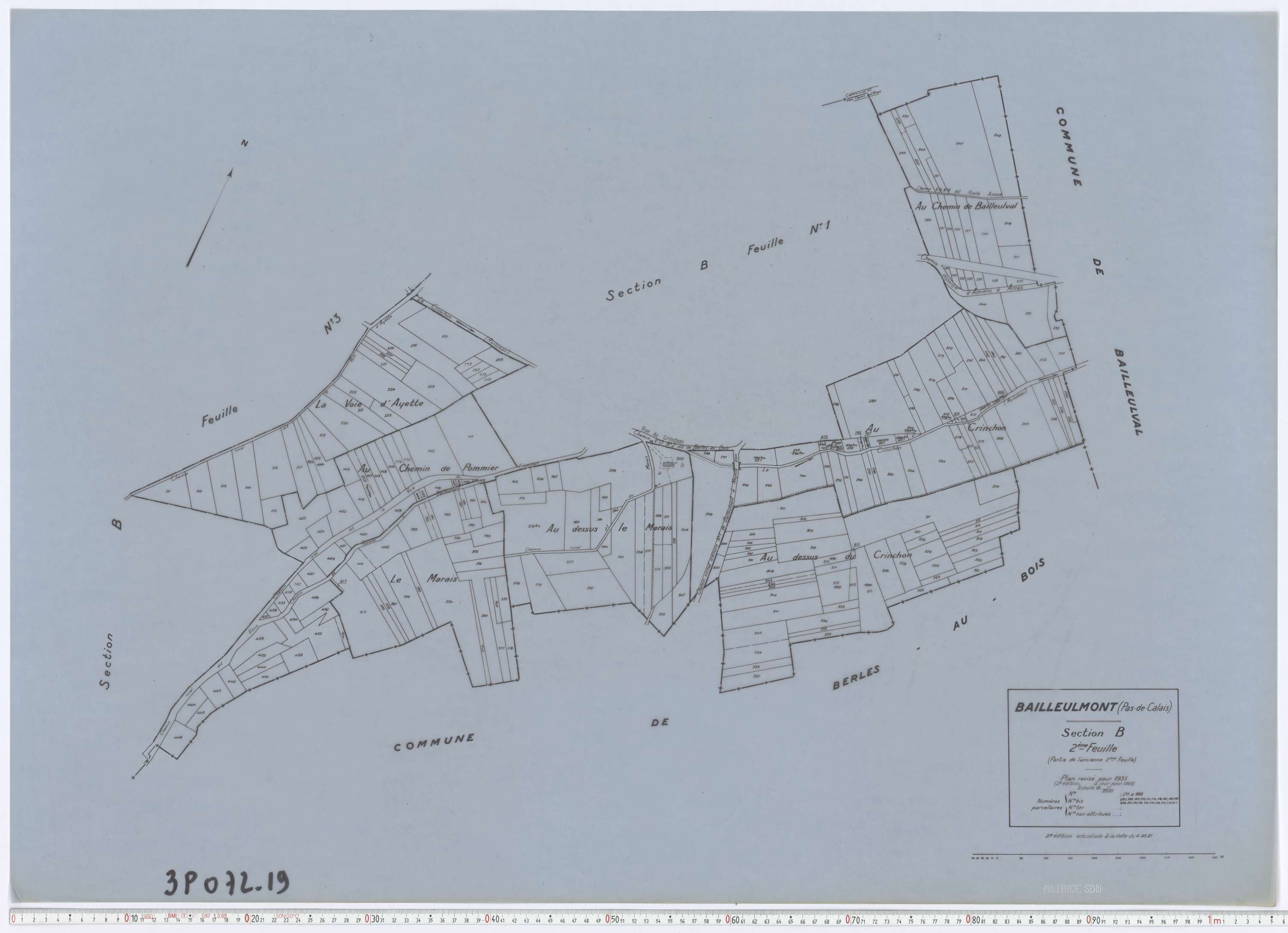 Bailleulmont - Section B, feuille 2.