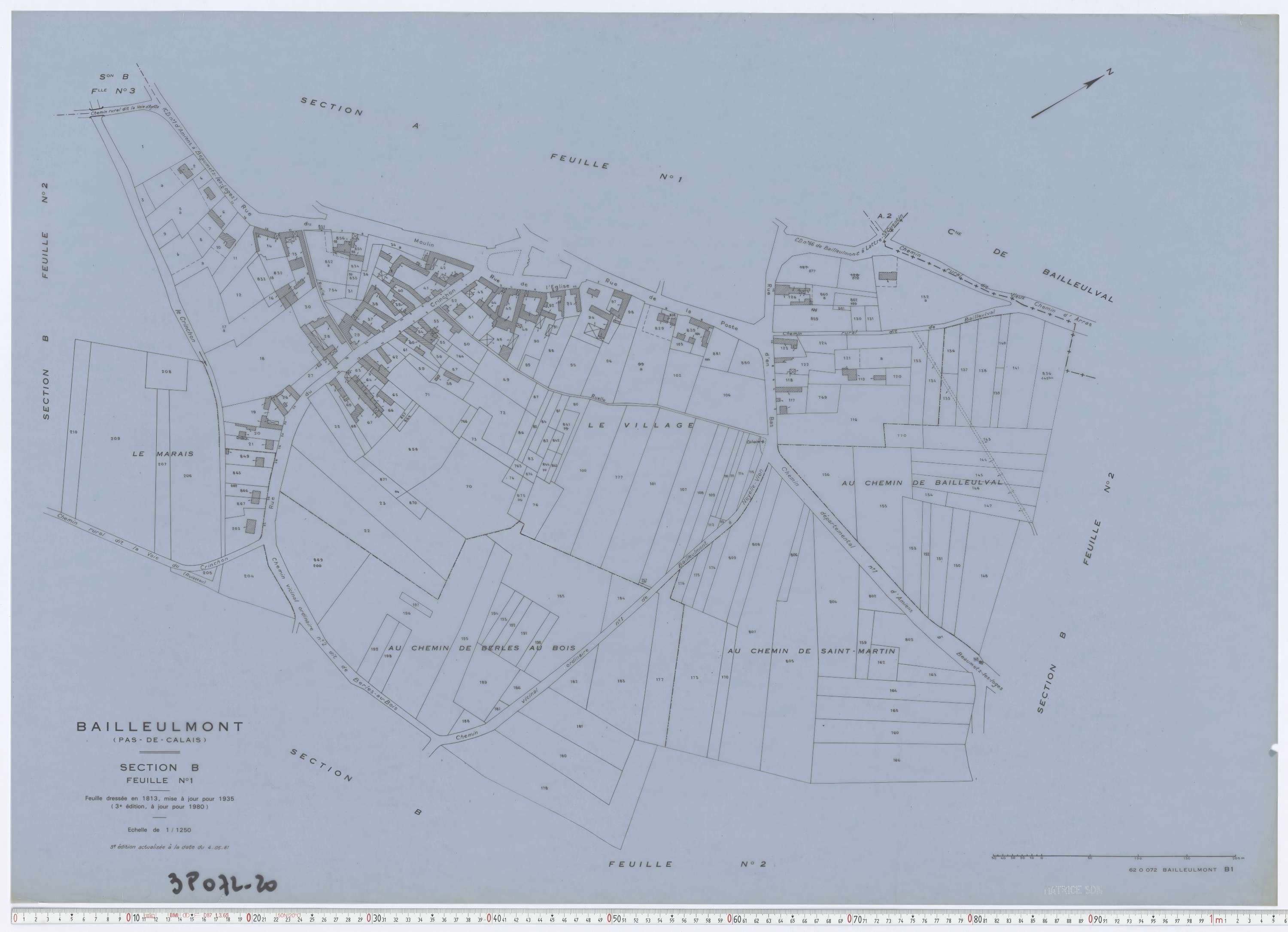 Bailleulmont - Section B, feuille 1.