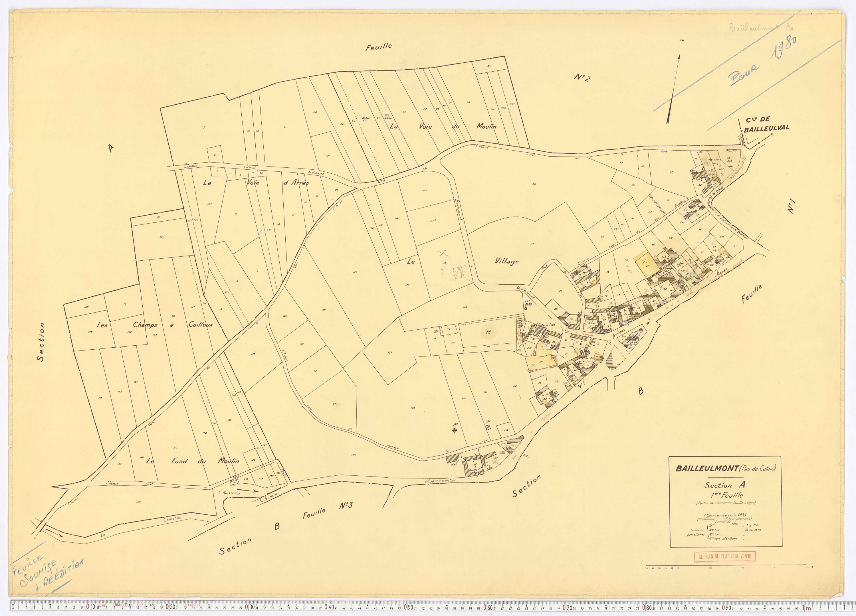 Bailleulmont - Section A, feuille 1.