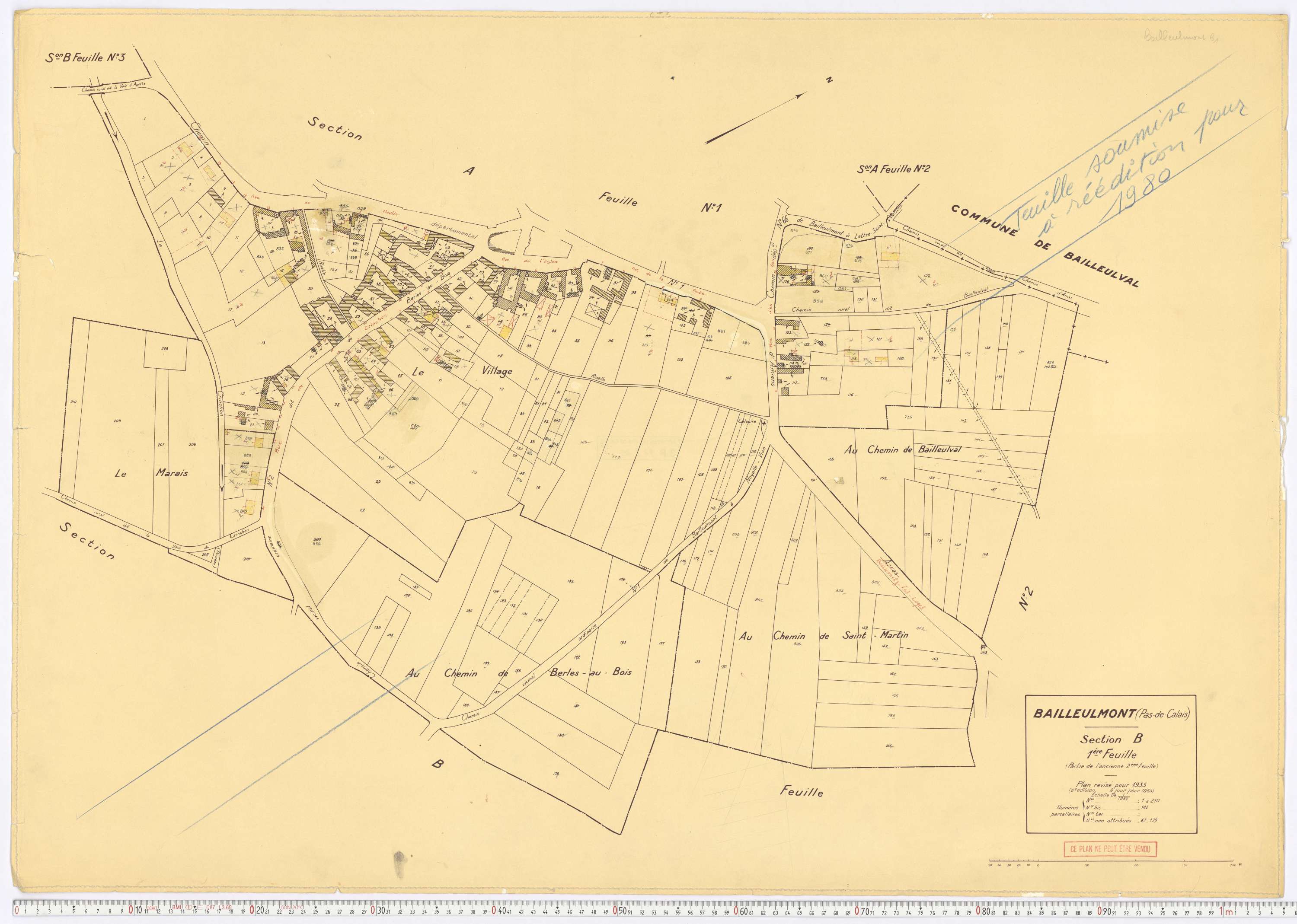 Bailleulmont - Section B, feuille 1.