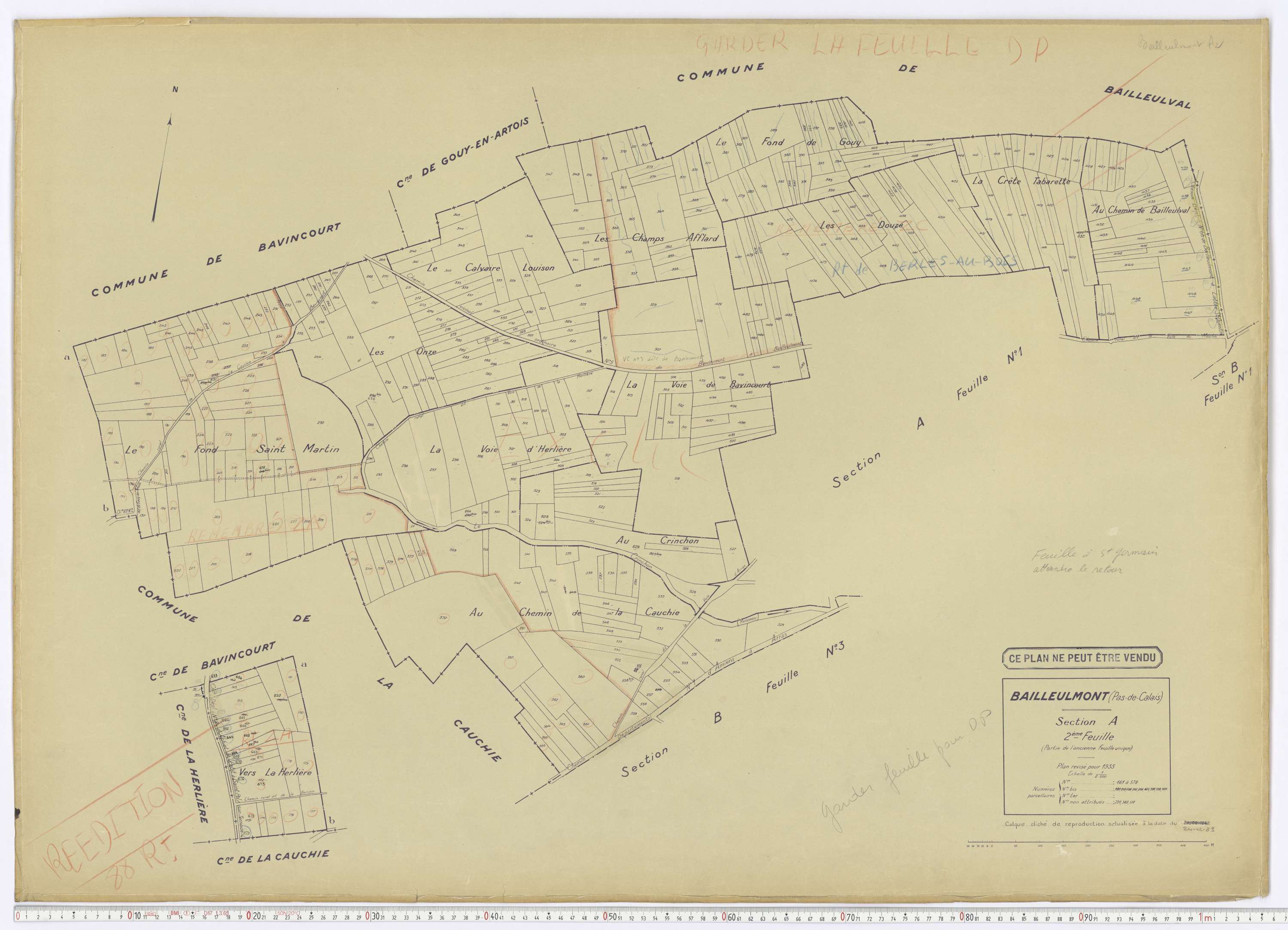 Bailleulmont - Section A, feuille 2.