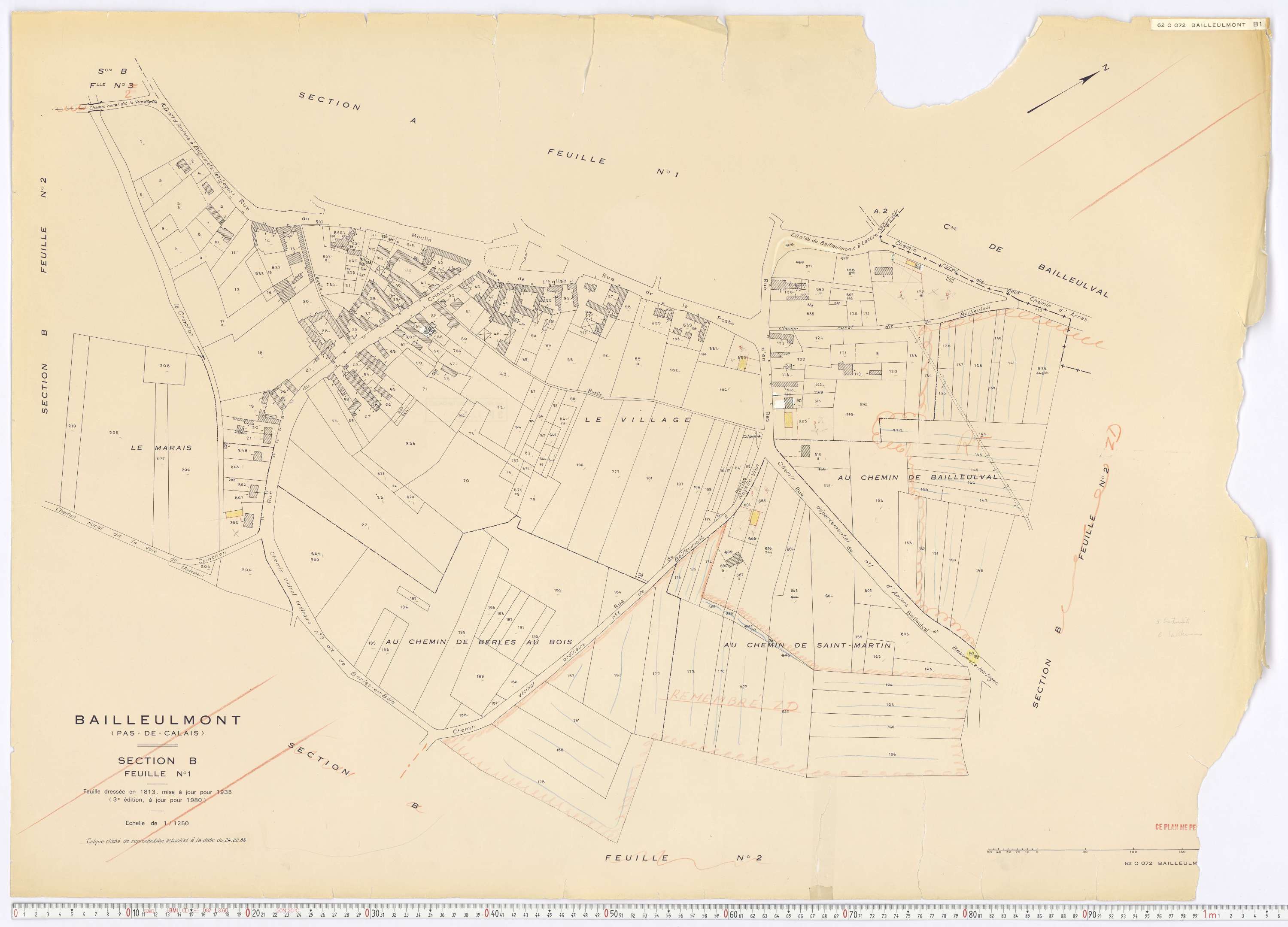 Bailleulmont - Section B, feuille 1.