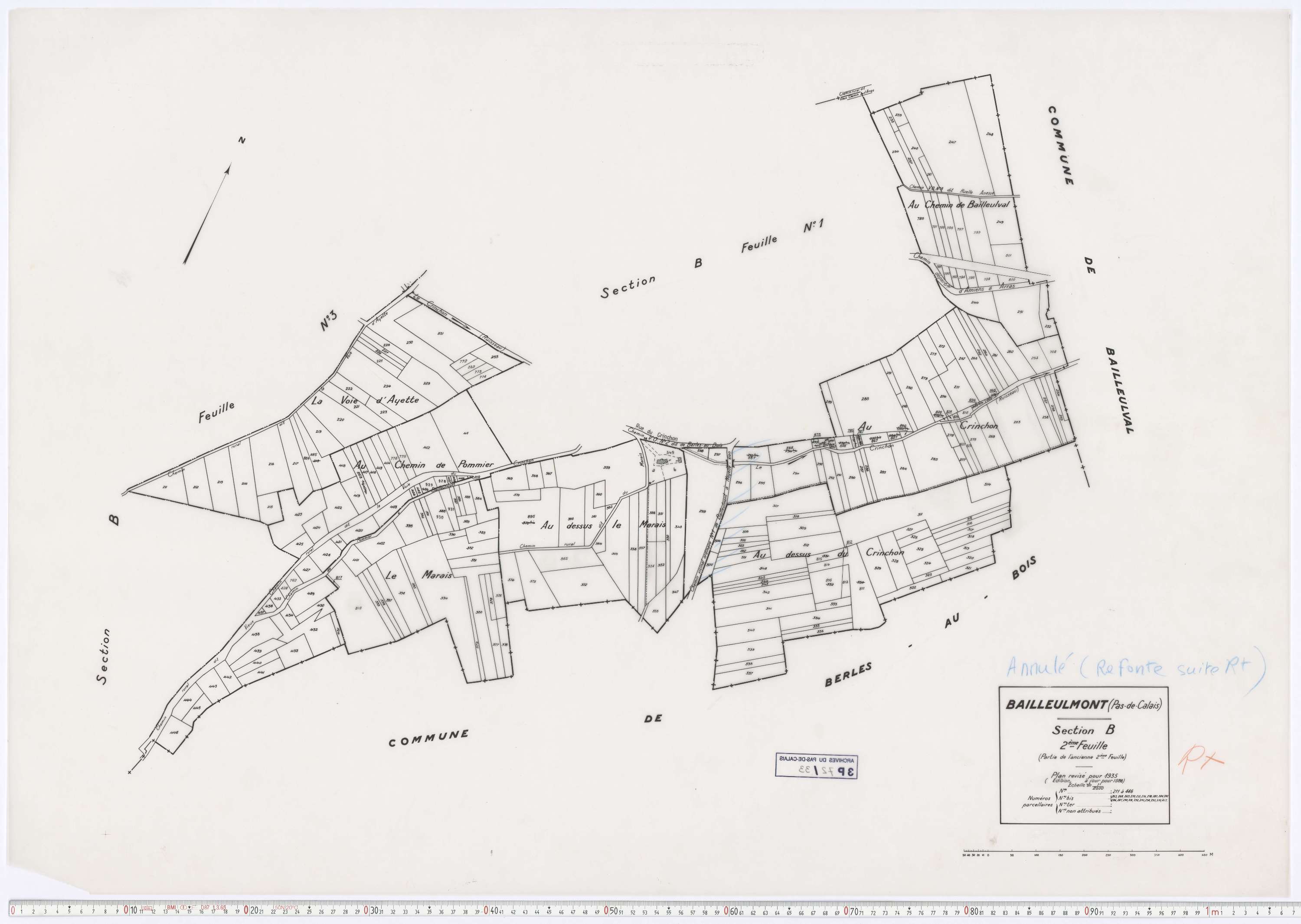 Bailleulmont - Section B, feuille 2.