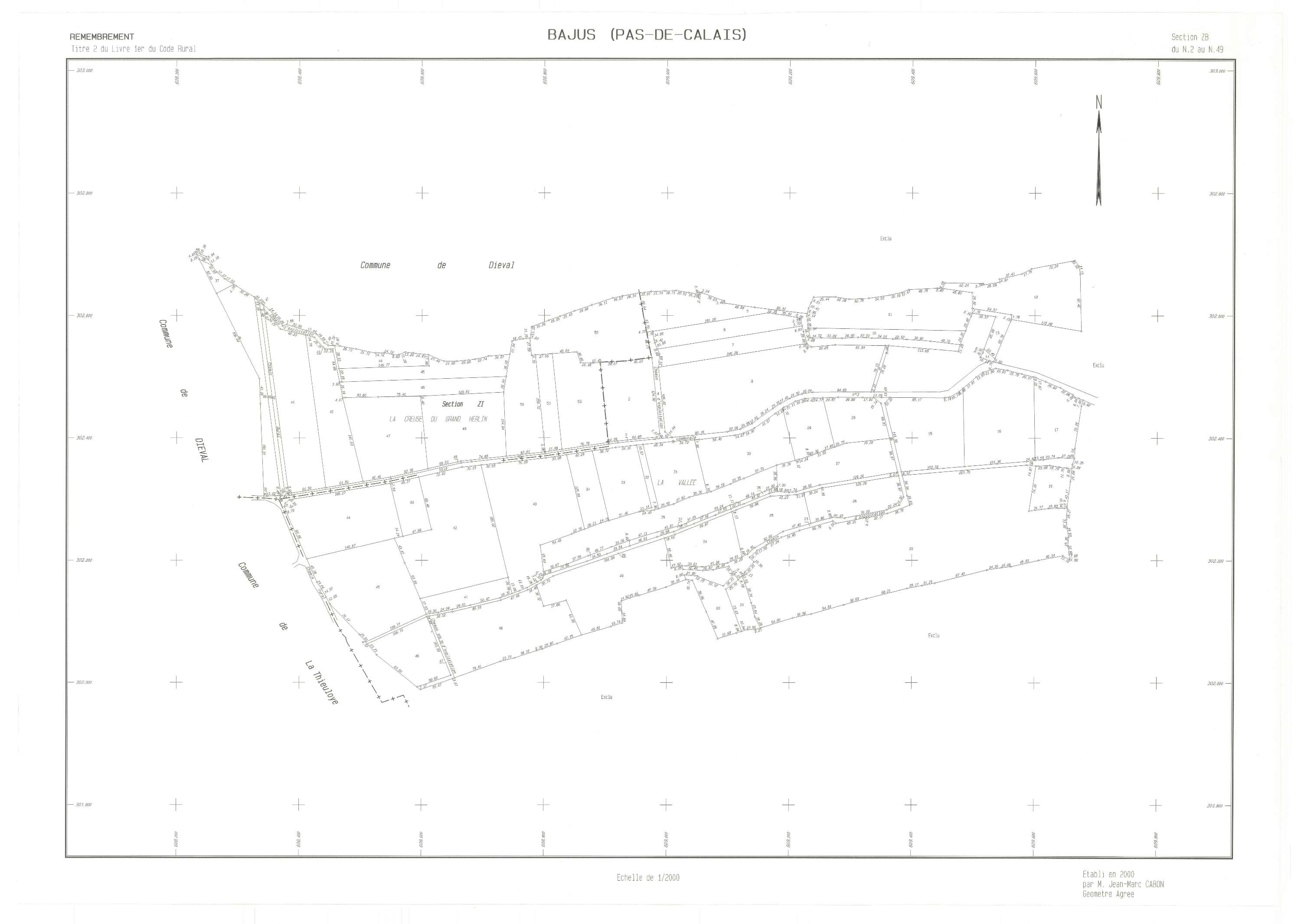 Bajus - Plan de remembrement : section ZB.