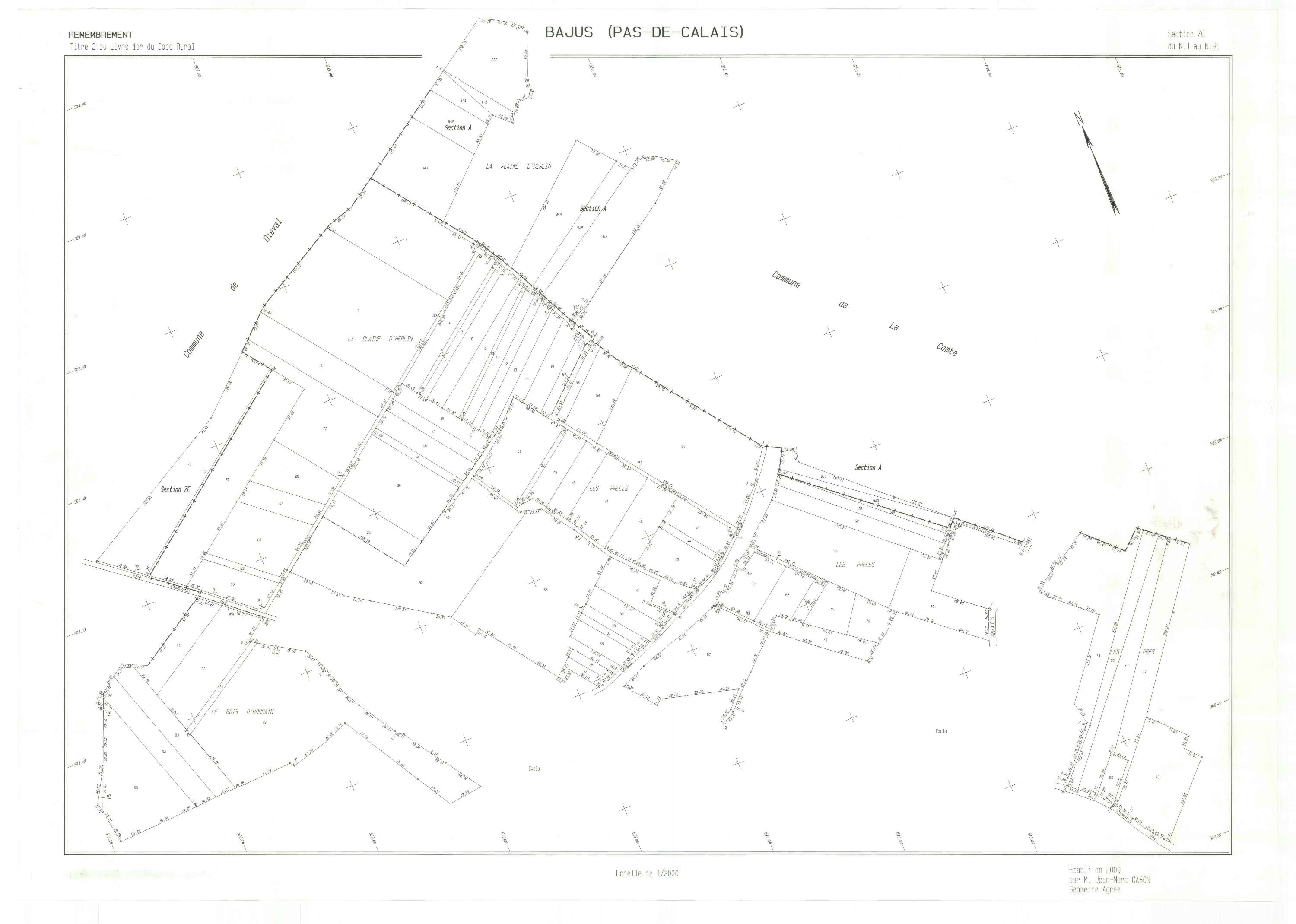 Bajus - Plan de remembrement : section ZC.