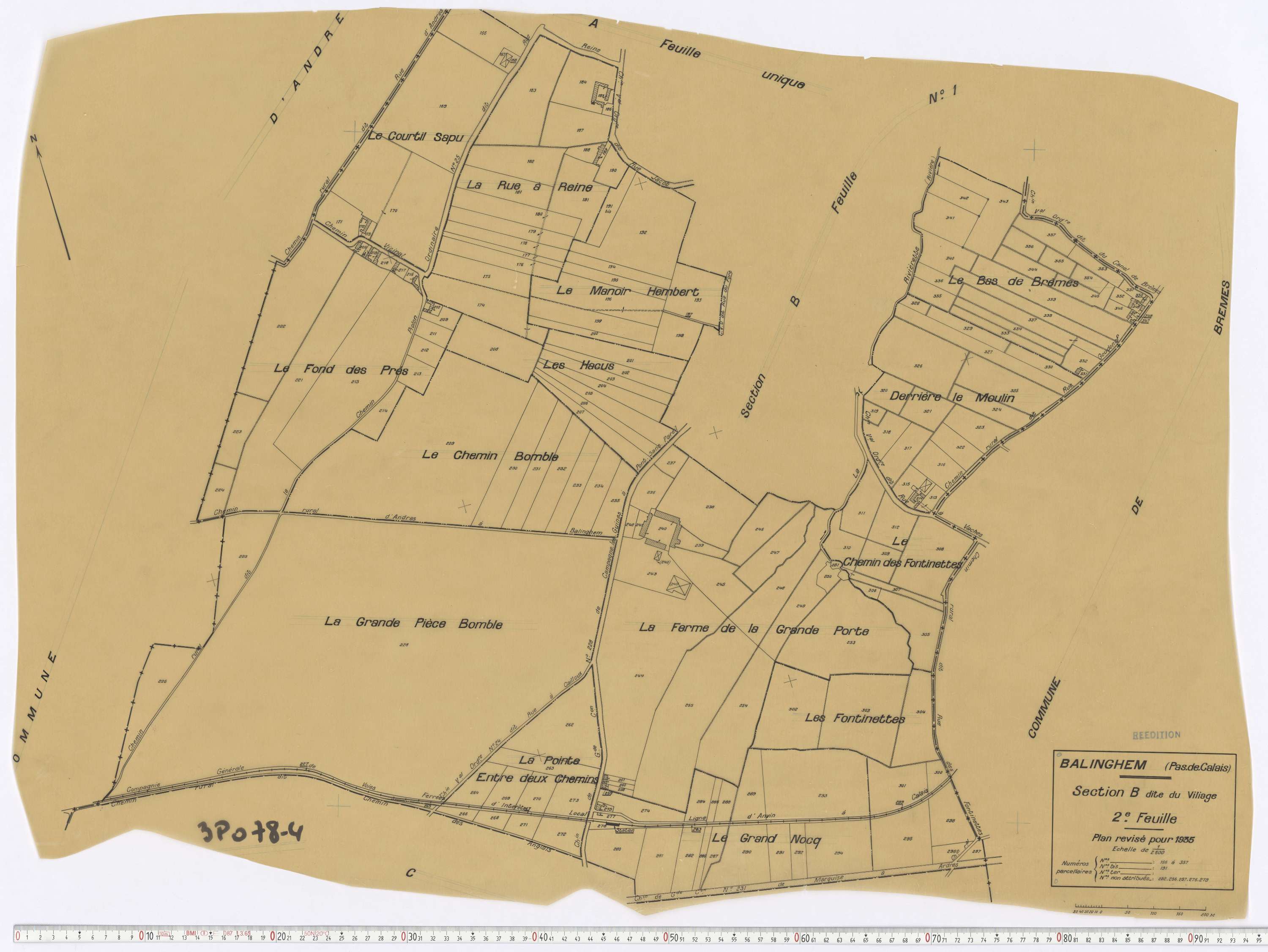 Balinghem - Section B, feuille 2.