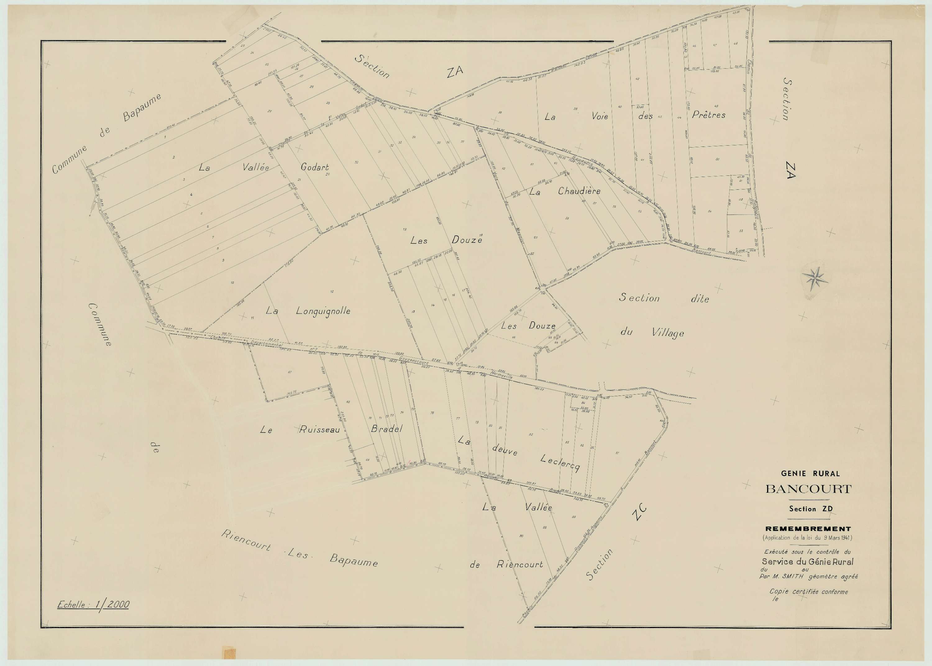Bancourt - Plan de remembrement : section ZD.