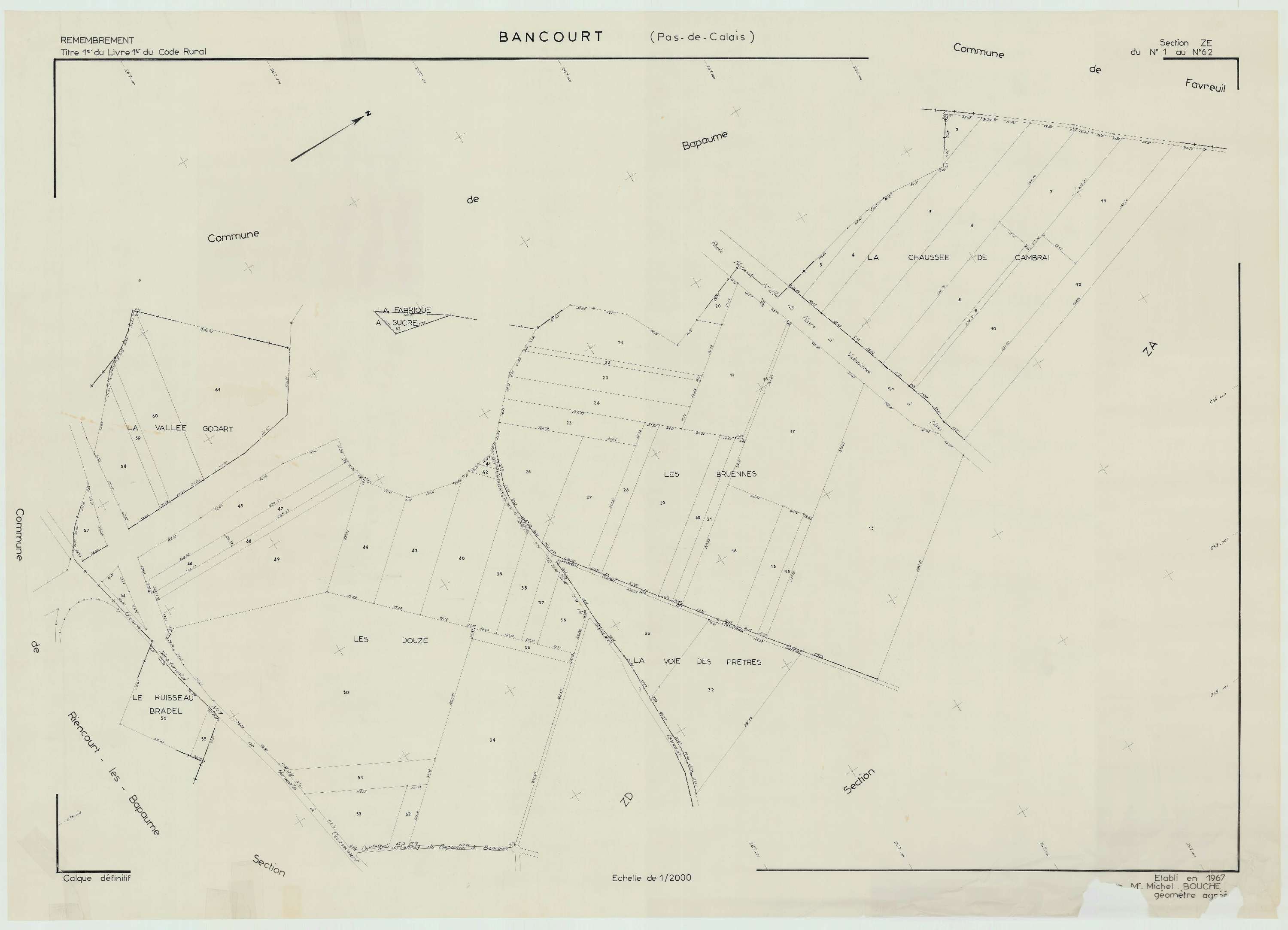 Bancourt - Plan de remembrement : section ZE.