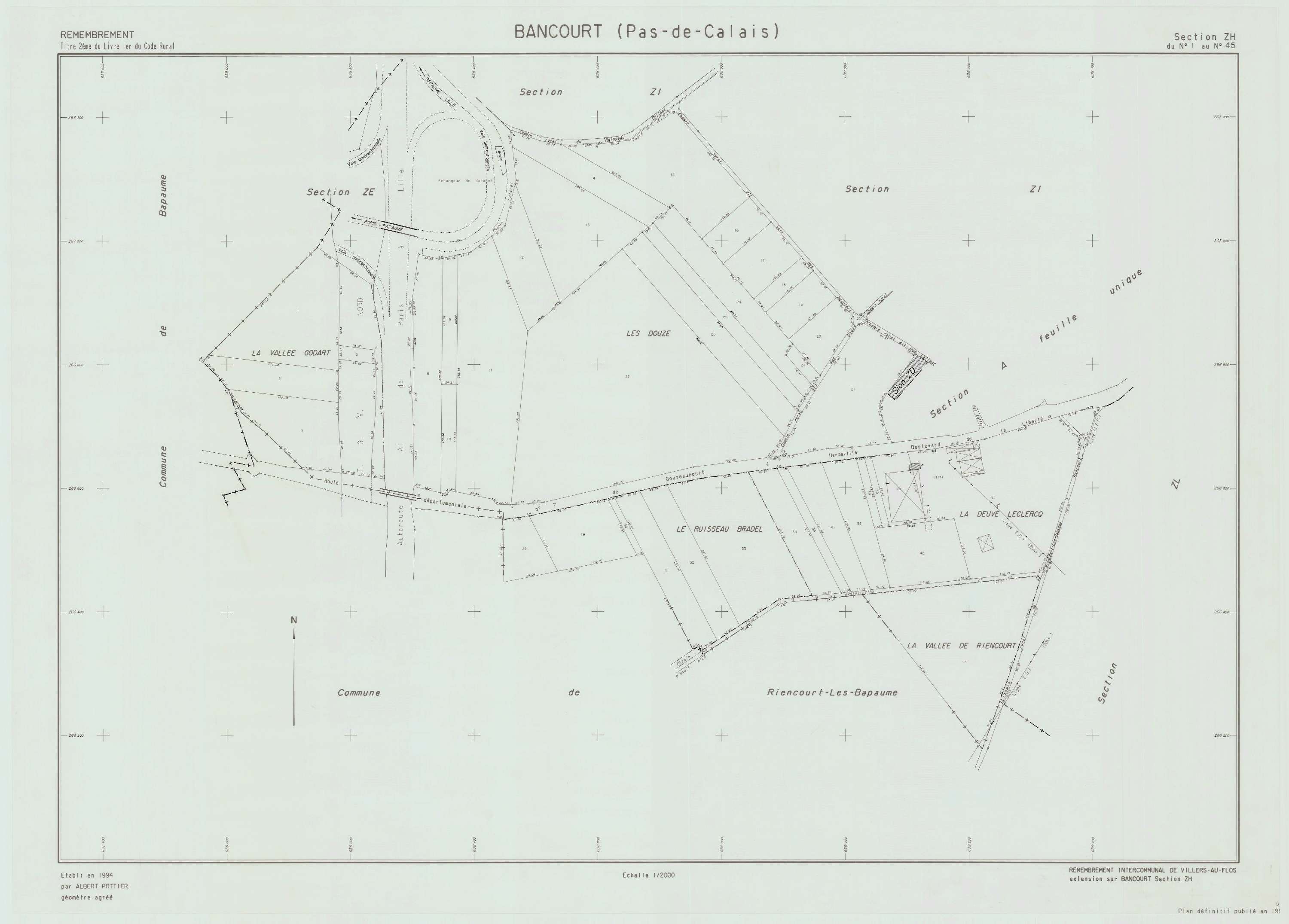 Bancourt - Plan de remembrement : section ZH.