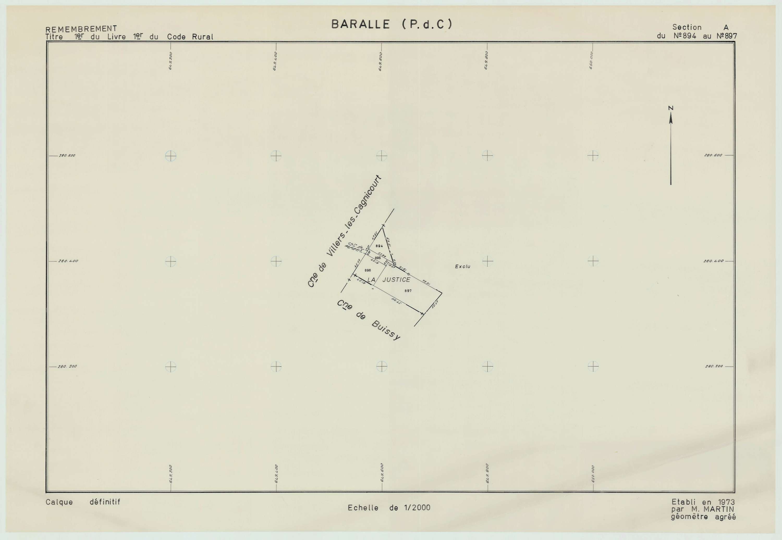 Baralle - Plan de remembrement : section A.