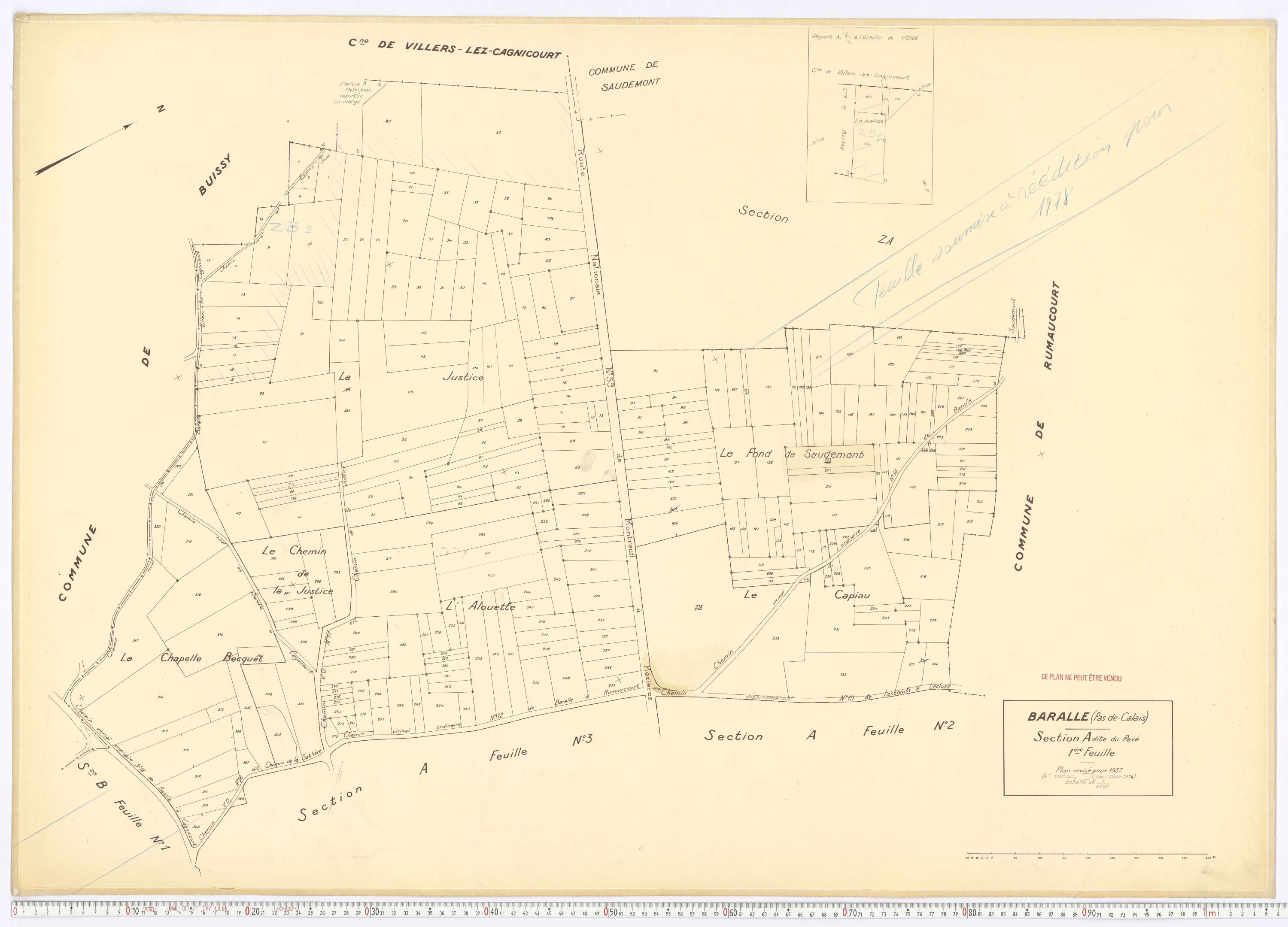 Baralle - Section A, feuille 1.