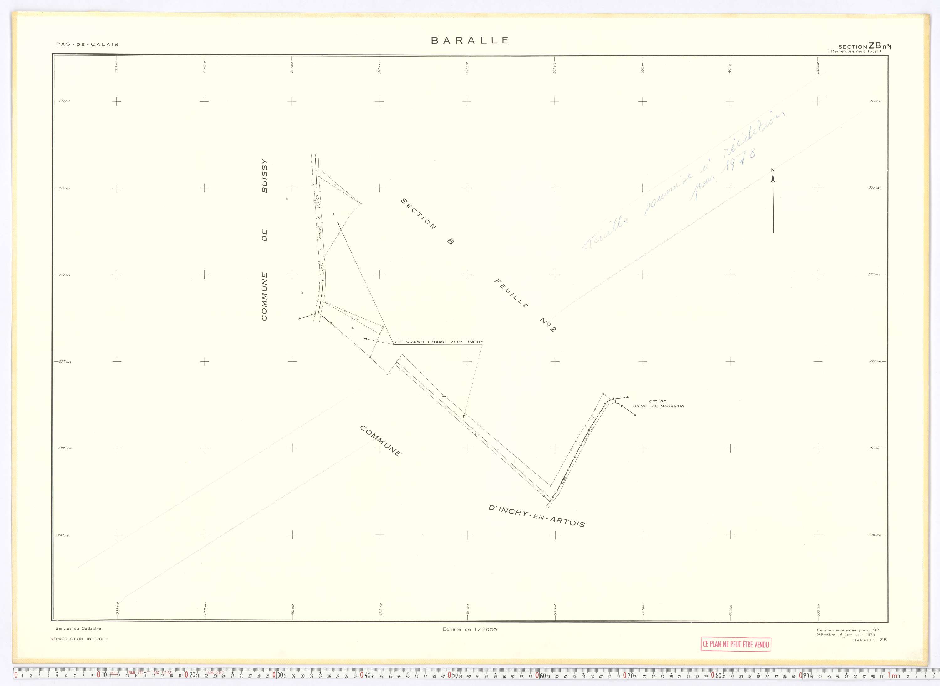 Baralle - Section ZB, feuille 1.