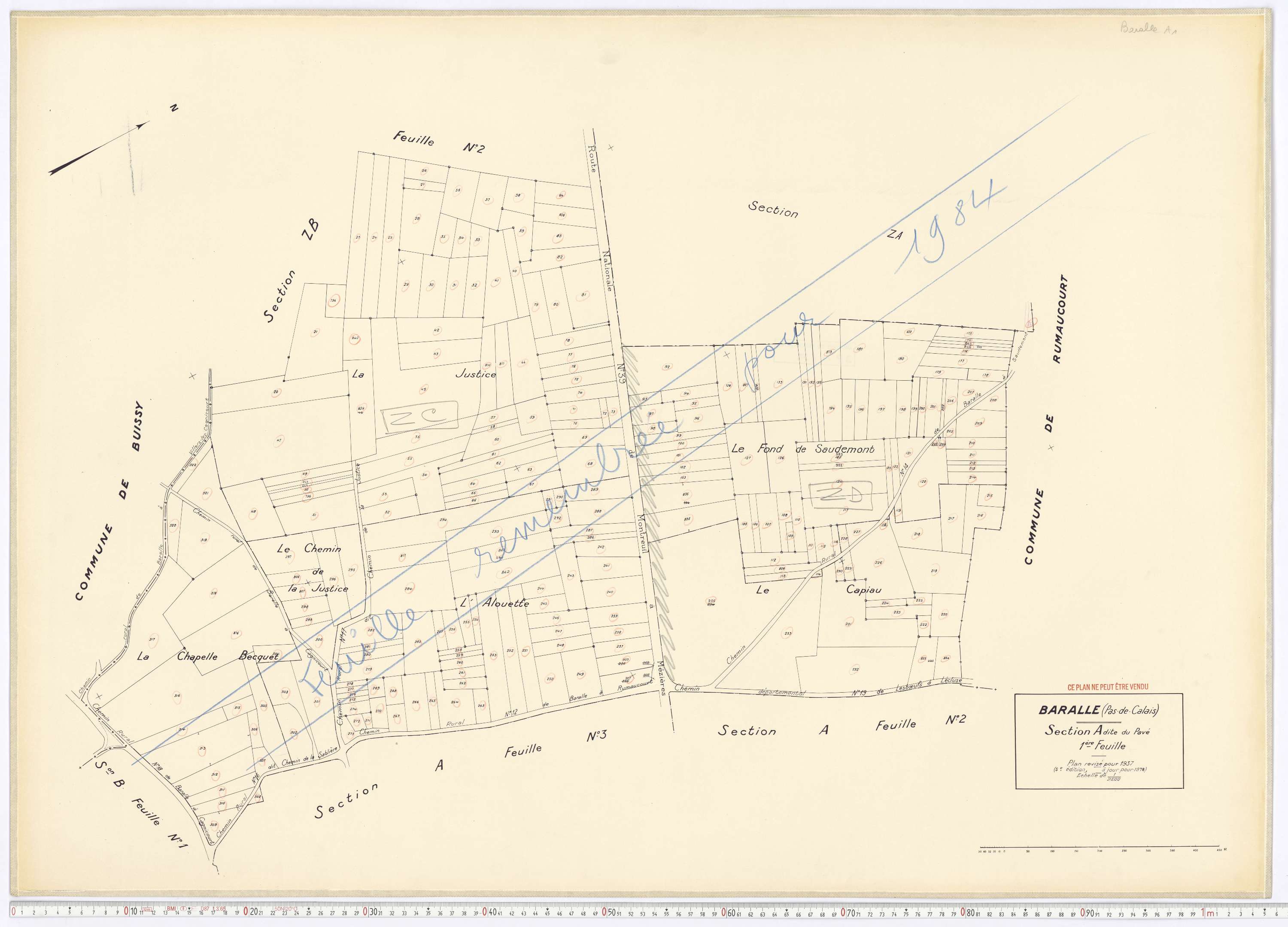 Baralle - Section A, feuille 1.