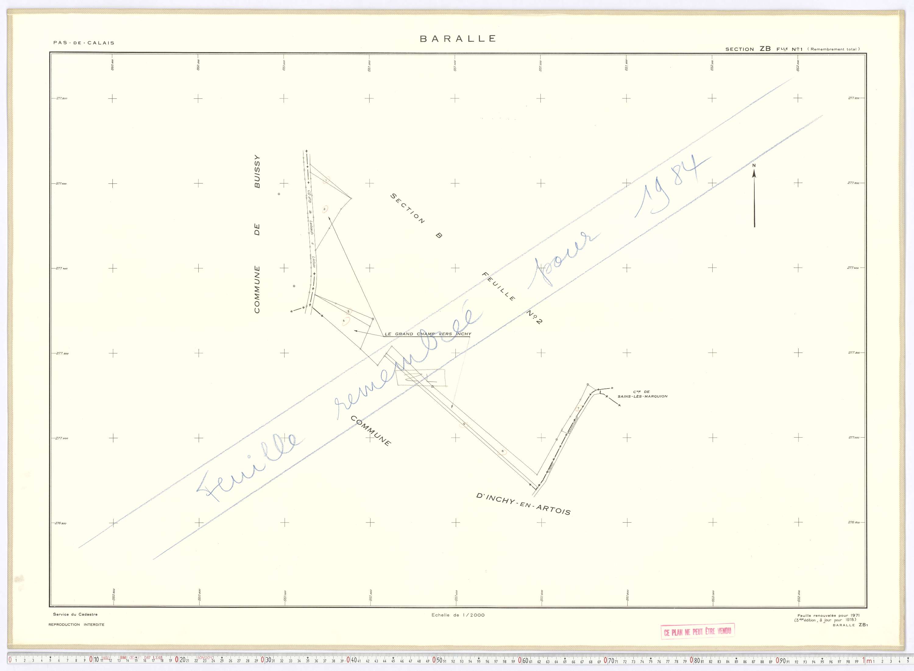 Baralle - Section ZB, feuille 1.