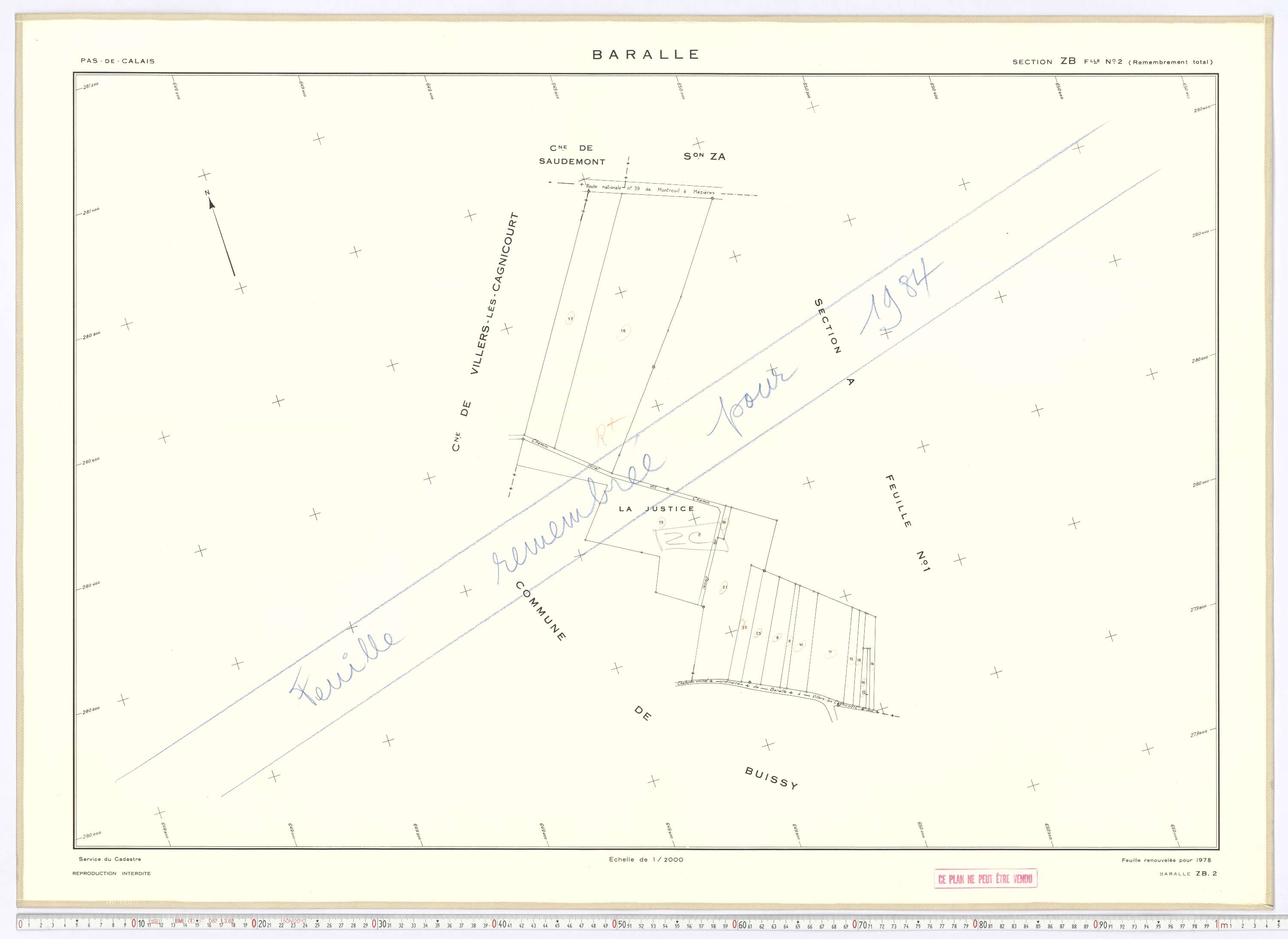 Baralle - Section ZB, feuille 2.