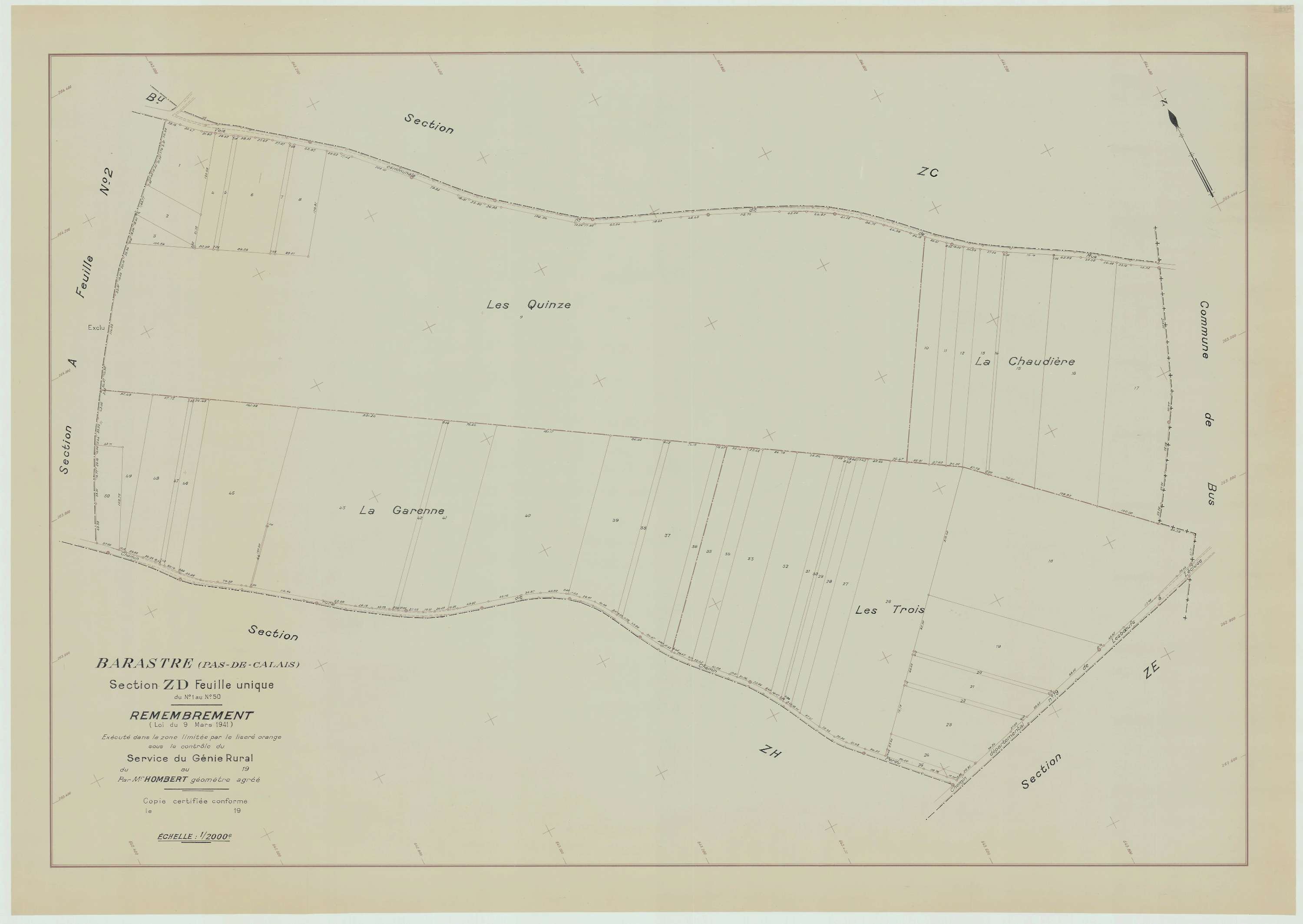 Barastre - Plan de remembrement : section ZD.