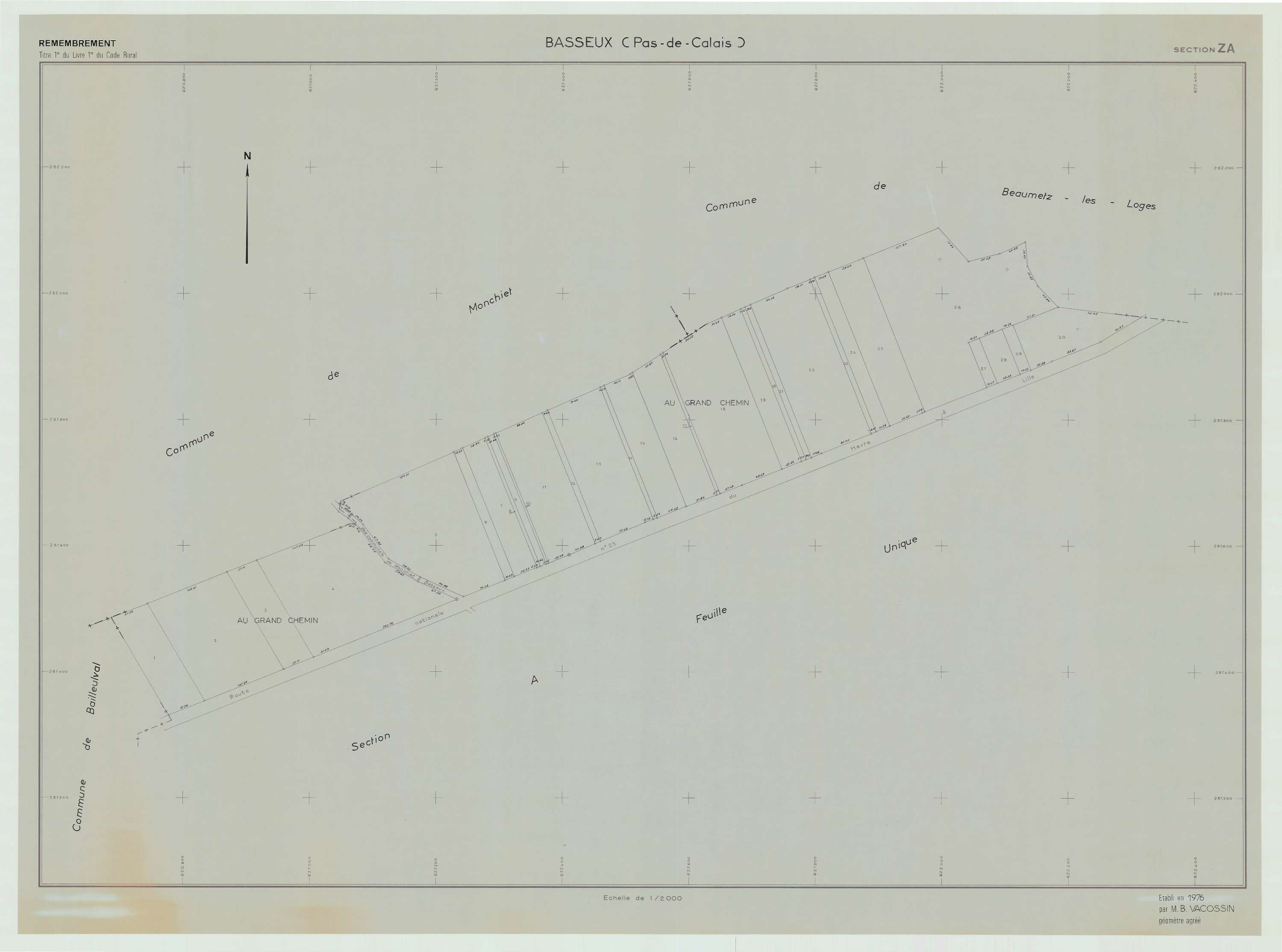 Basseux - Plan de remembrement : section ZA.