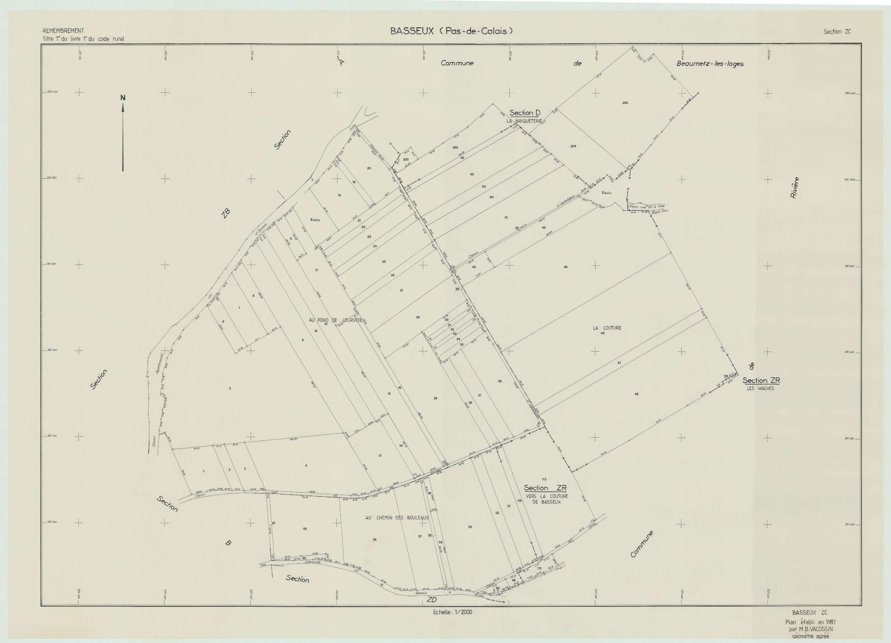Basseux - Plan de remembrement : section ZC.