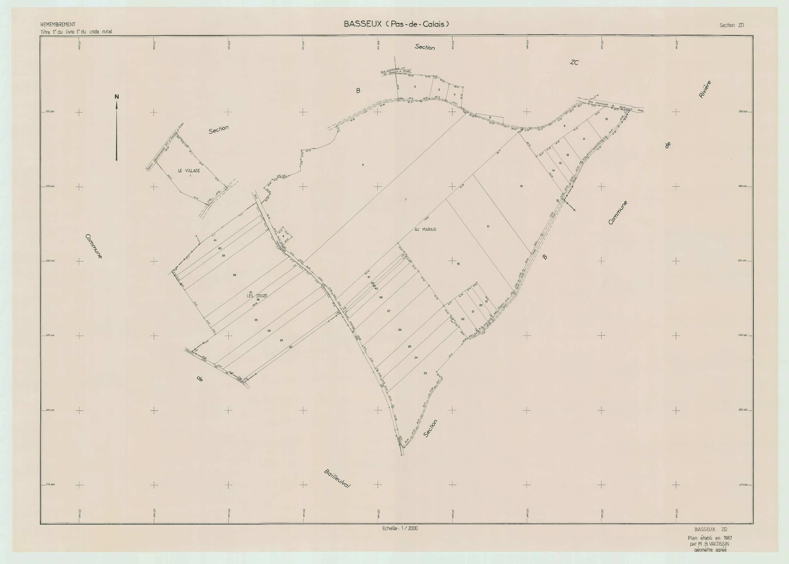 Basseux - Plan de remembrement : section ZD.