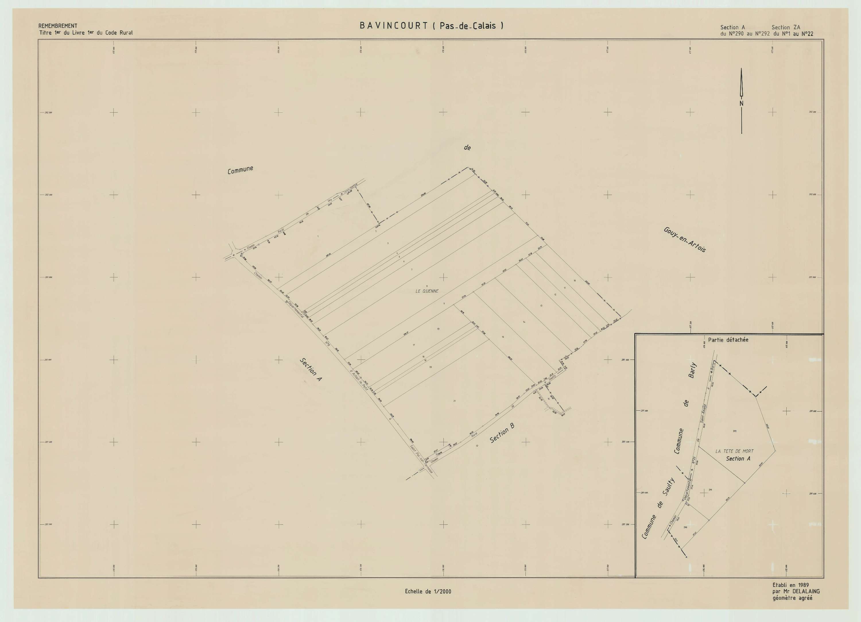 Bavincourt - Plan de remembrement : section ZA.