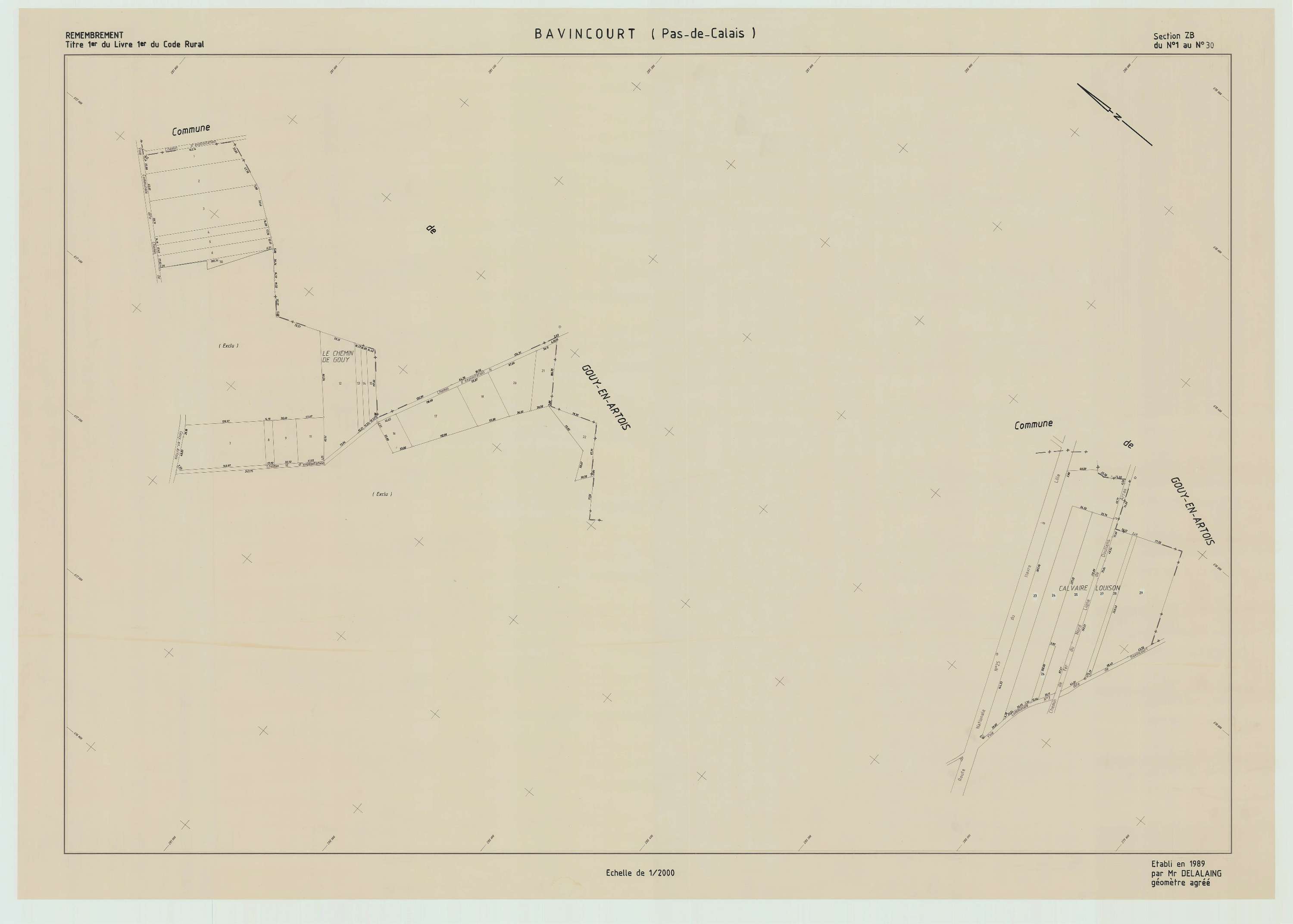 Bavincourt - Plan de remembrement : section ZB.