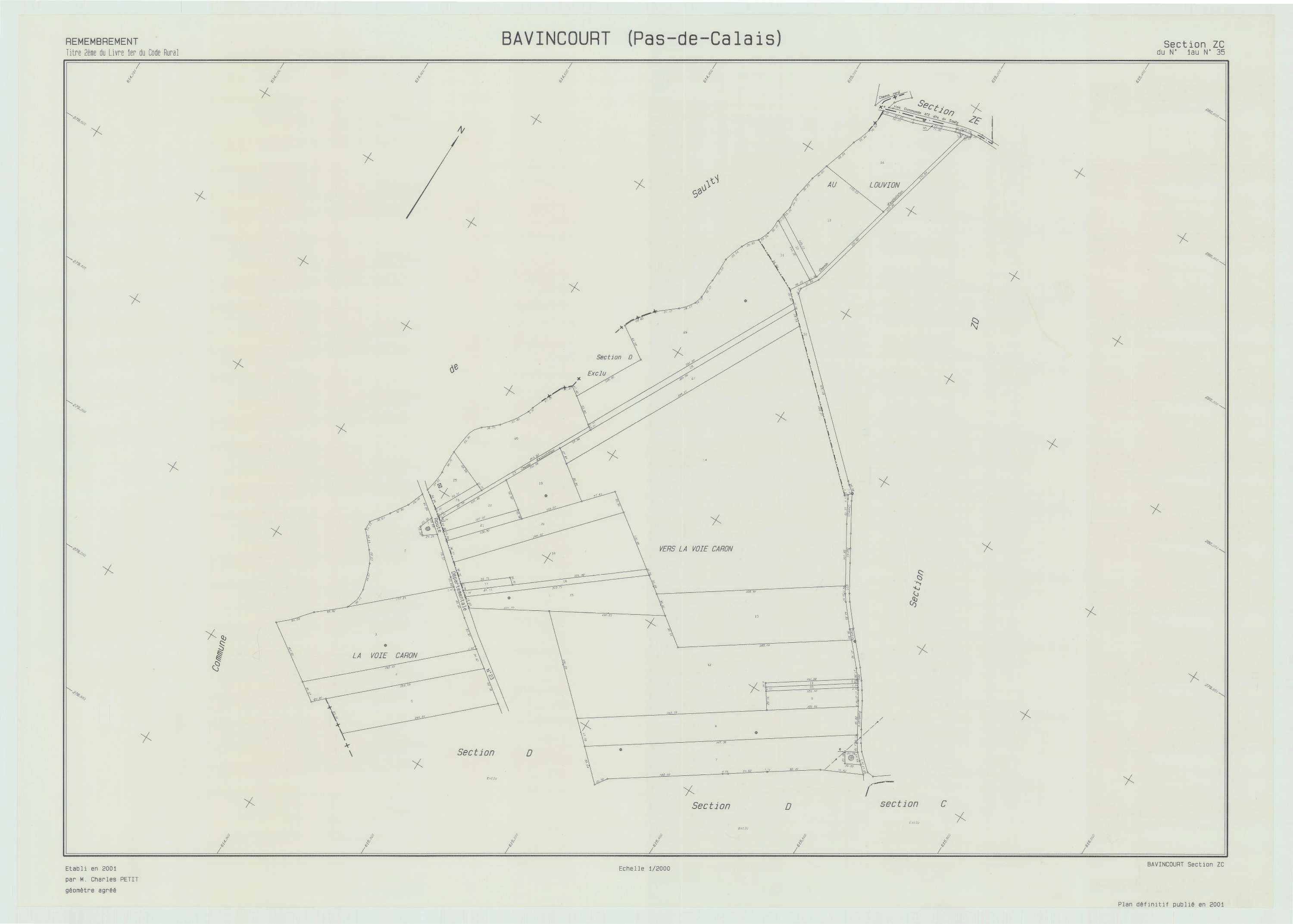Bavincourt - Plan de remembrement : section ZC.