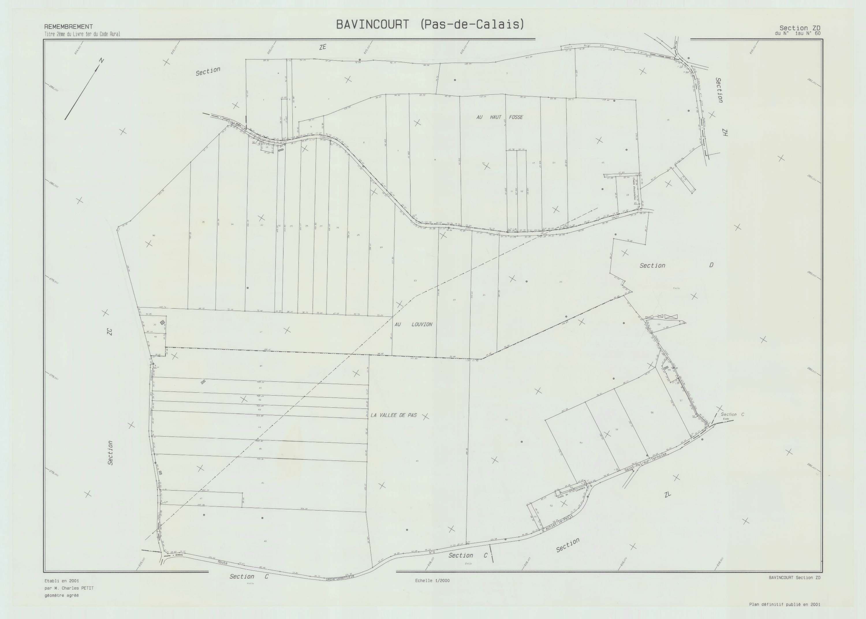 Bavincourt - Plan de remembrement : section ZD.