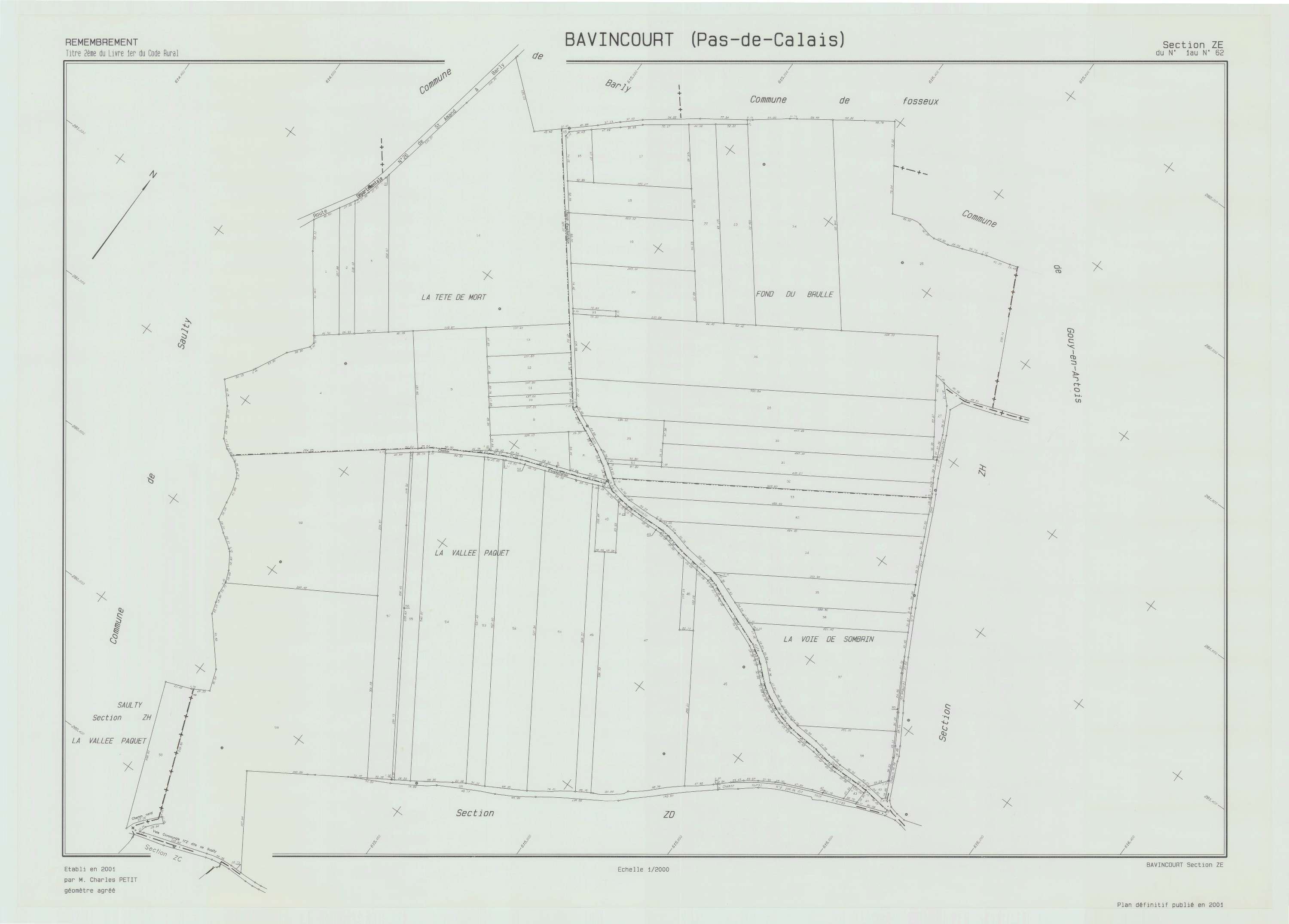 Bavincourt - Plan de remembrement : section ZE.