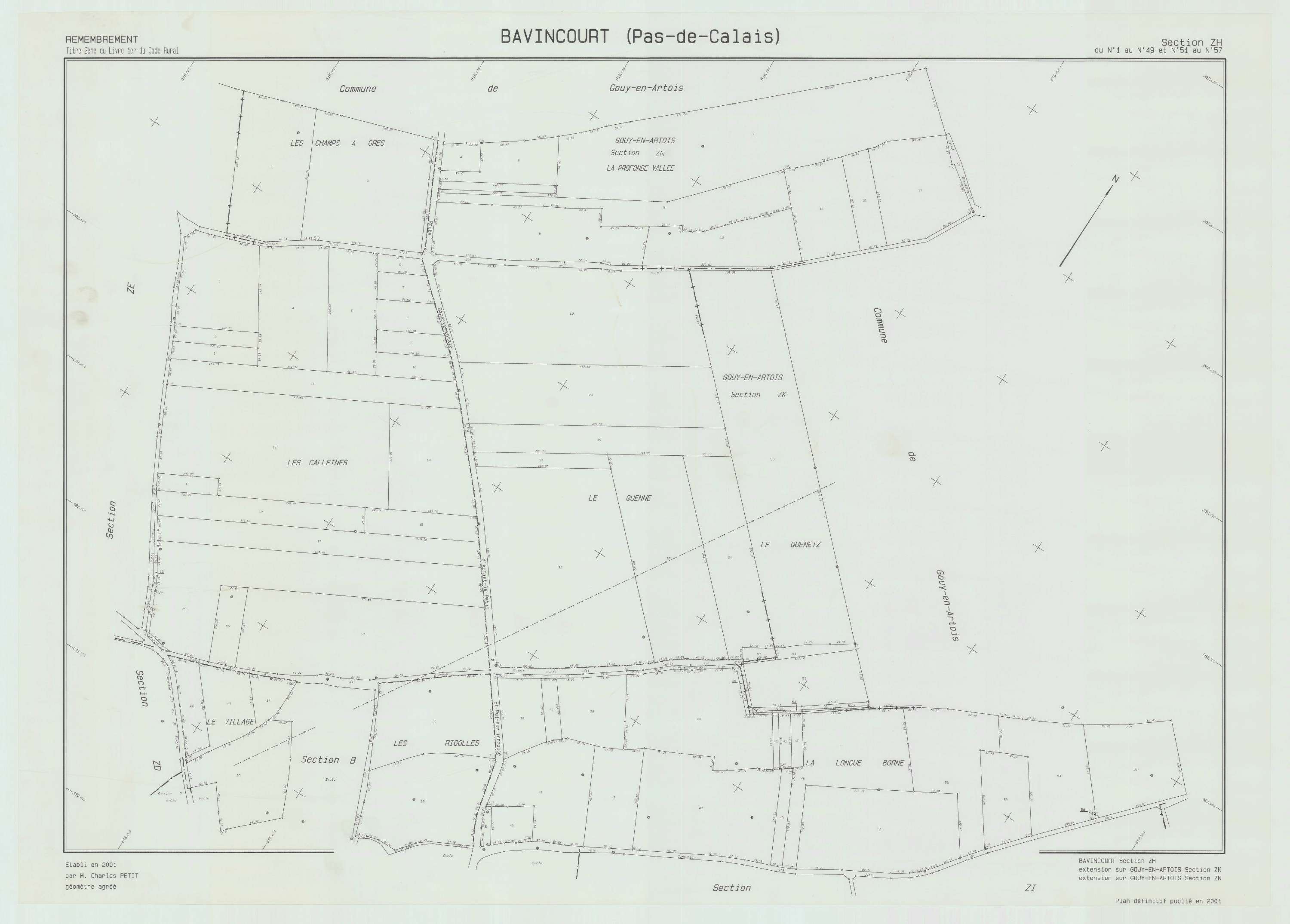 Bavincourt - Plan de remembrement : section ZH.