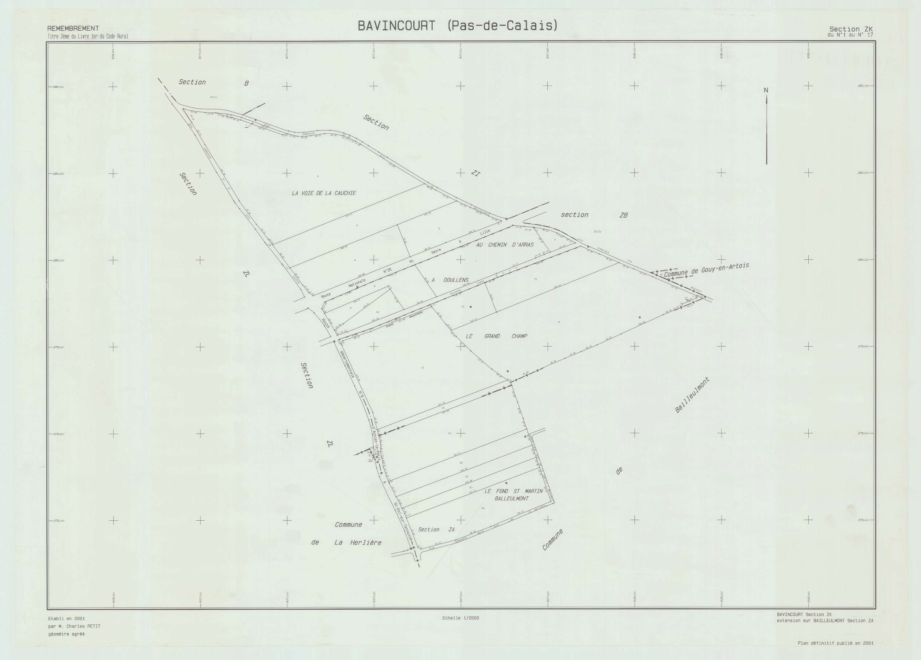 Bavincourt - Plan de remembrement : section ZK.