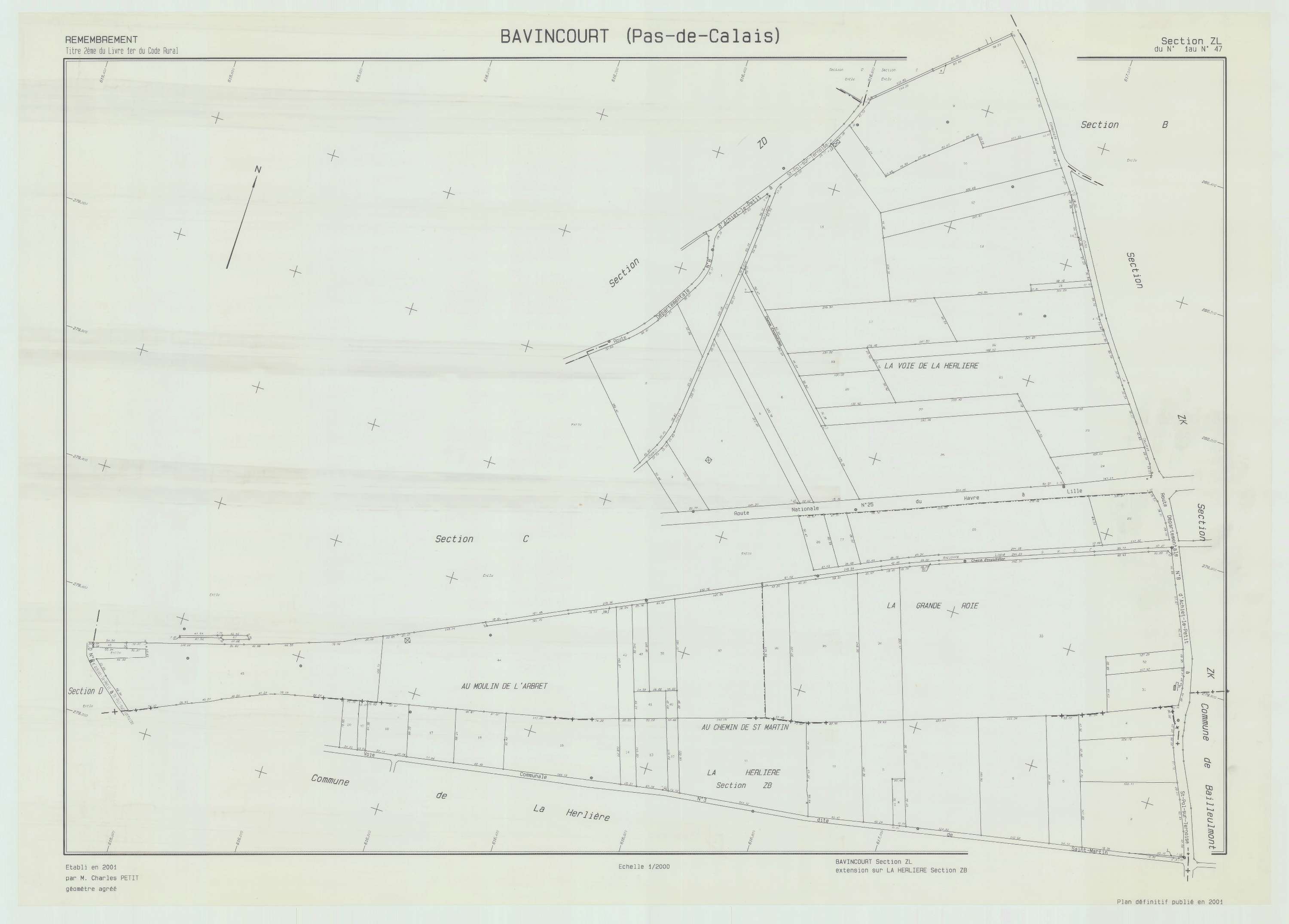 Bavincourt - Plan de remembrement : section ZL.
