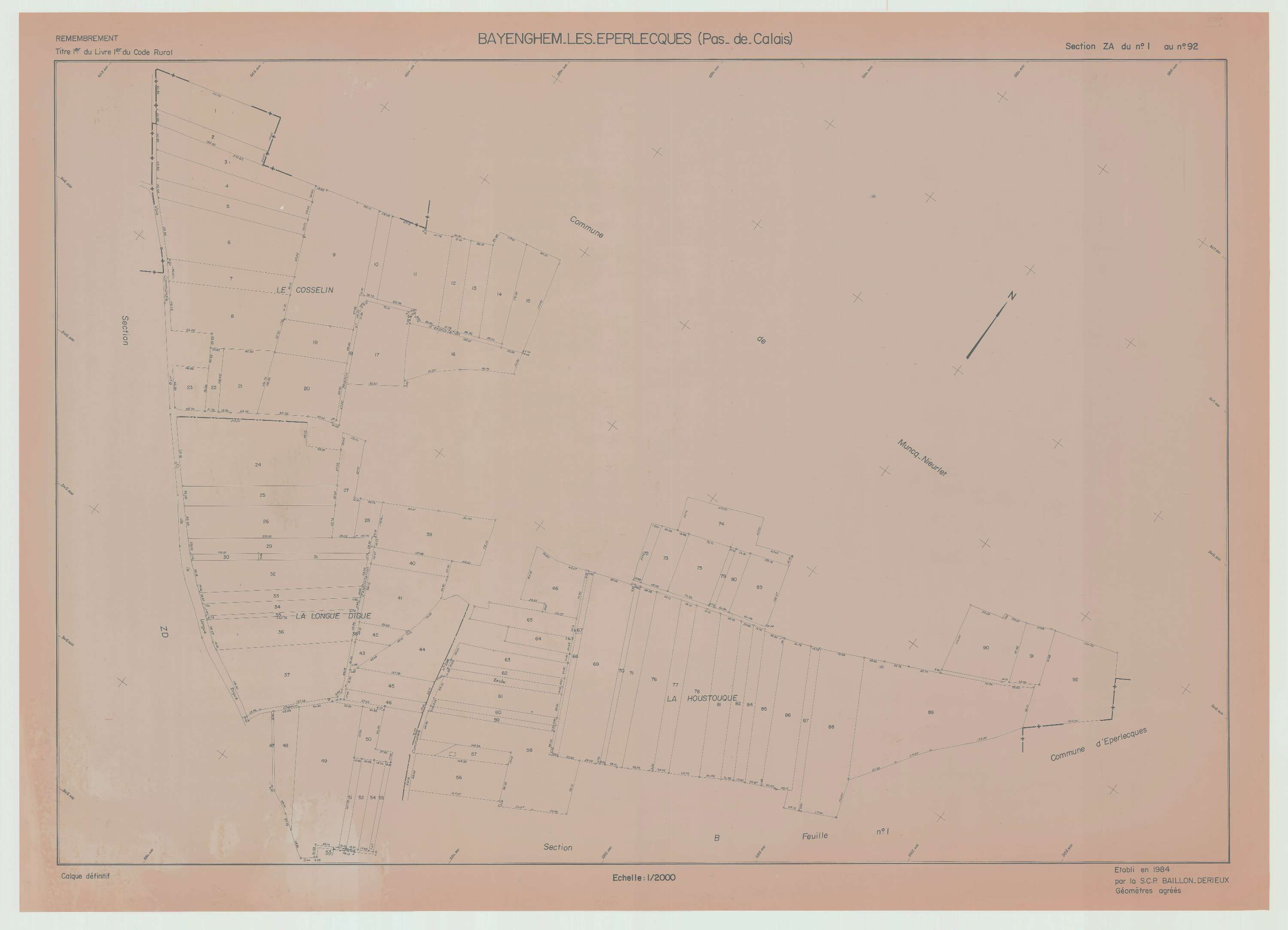 Bayenghem-lès-Éperlecques - Plan de remembrement : section ZA.