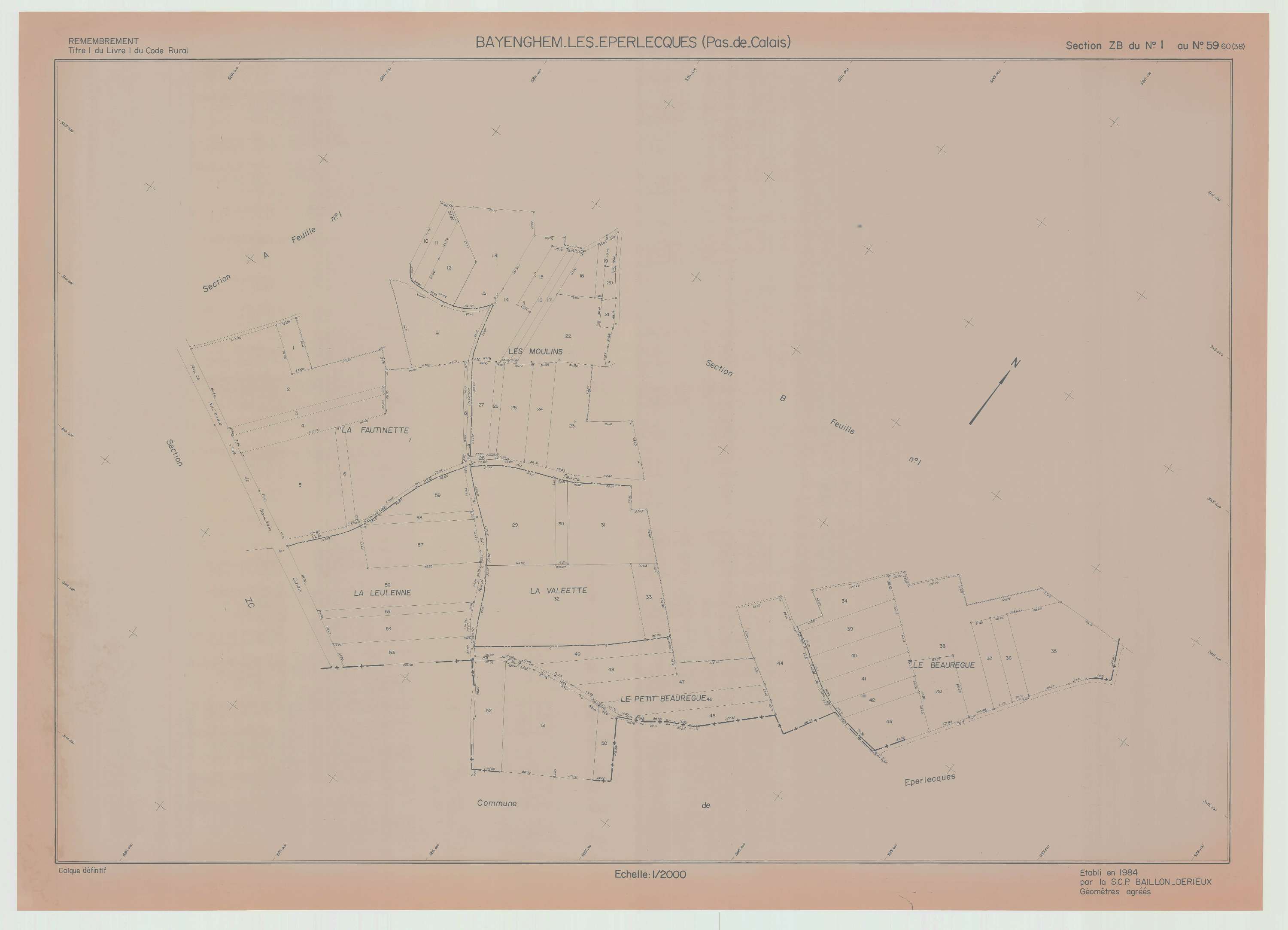 Bayenghem-lès-Éperlecques - Plan de remembrement : section ZB.