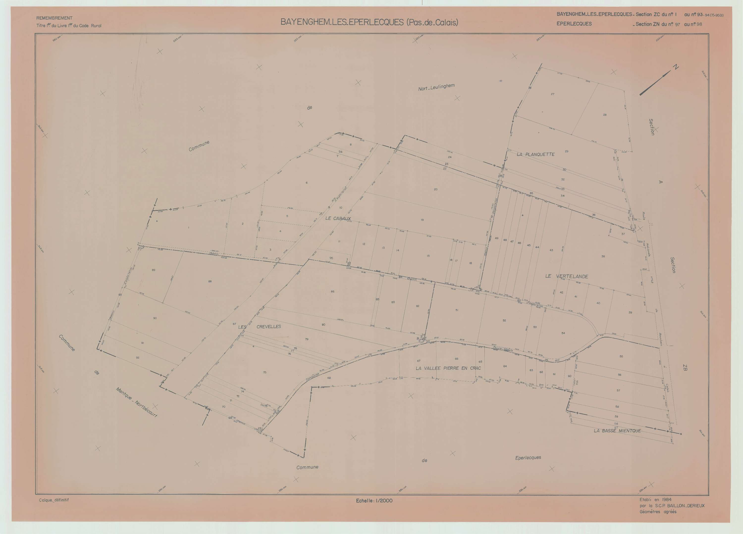 Bayenghem-lès-Éperlecques - Plan de remembrement : section ZC.