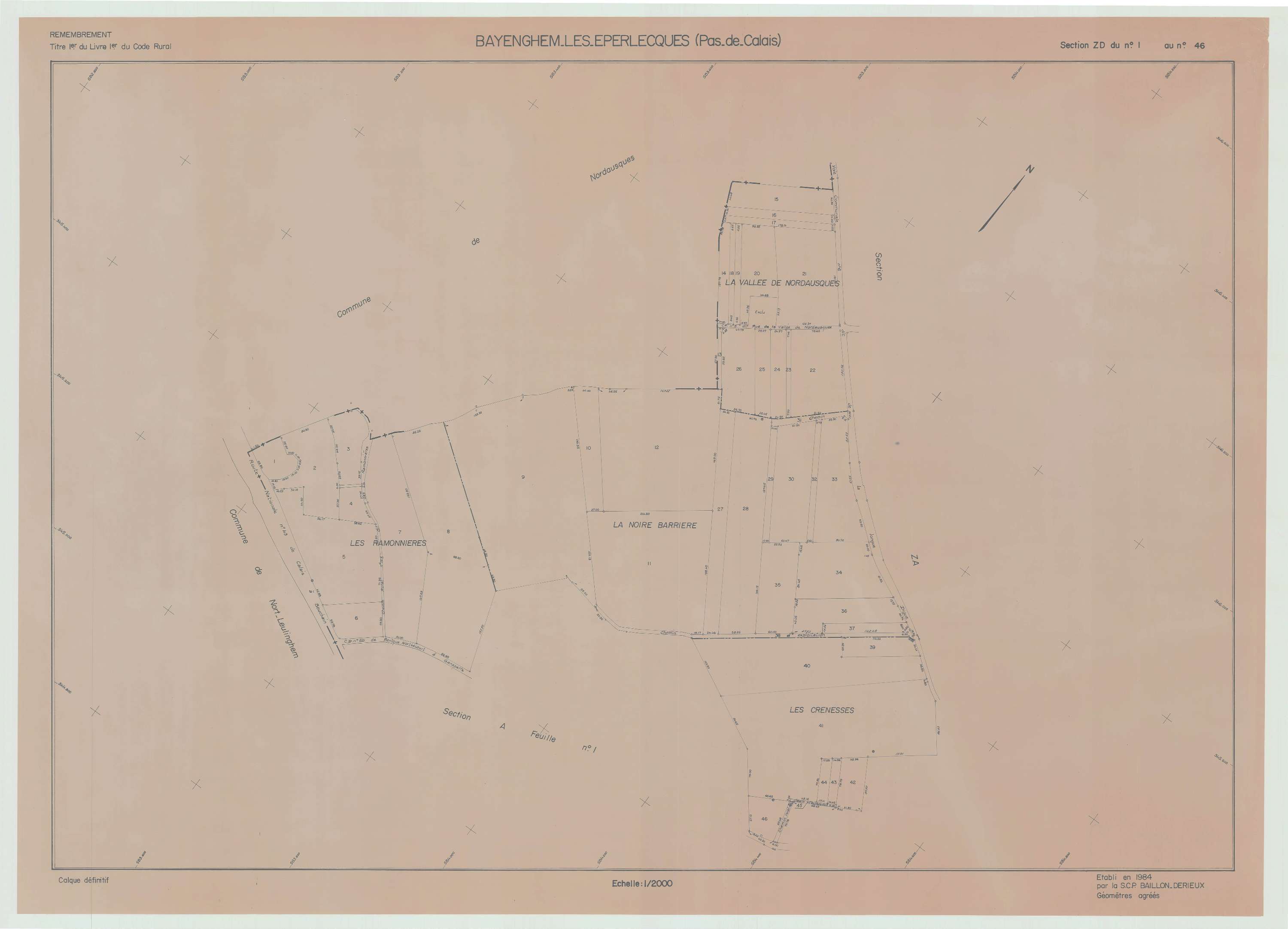 Bayenghem-lès-Éperlecques - Plan de remembrement : section ZD.