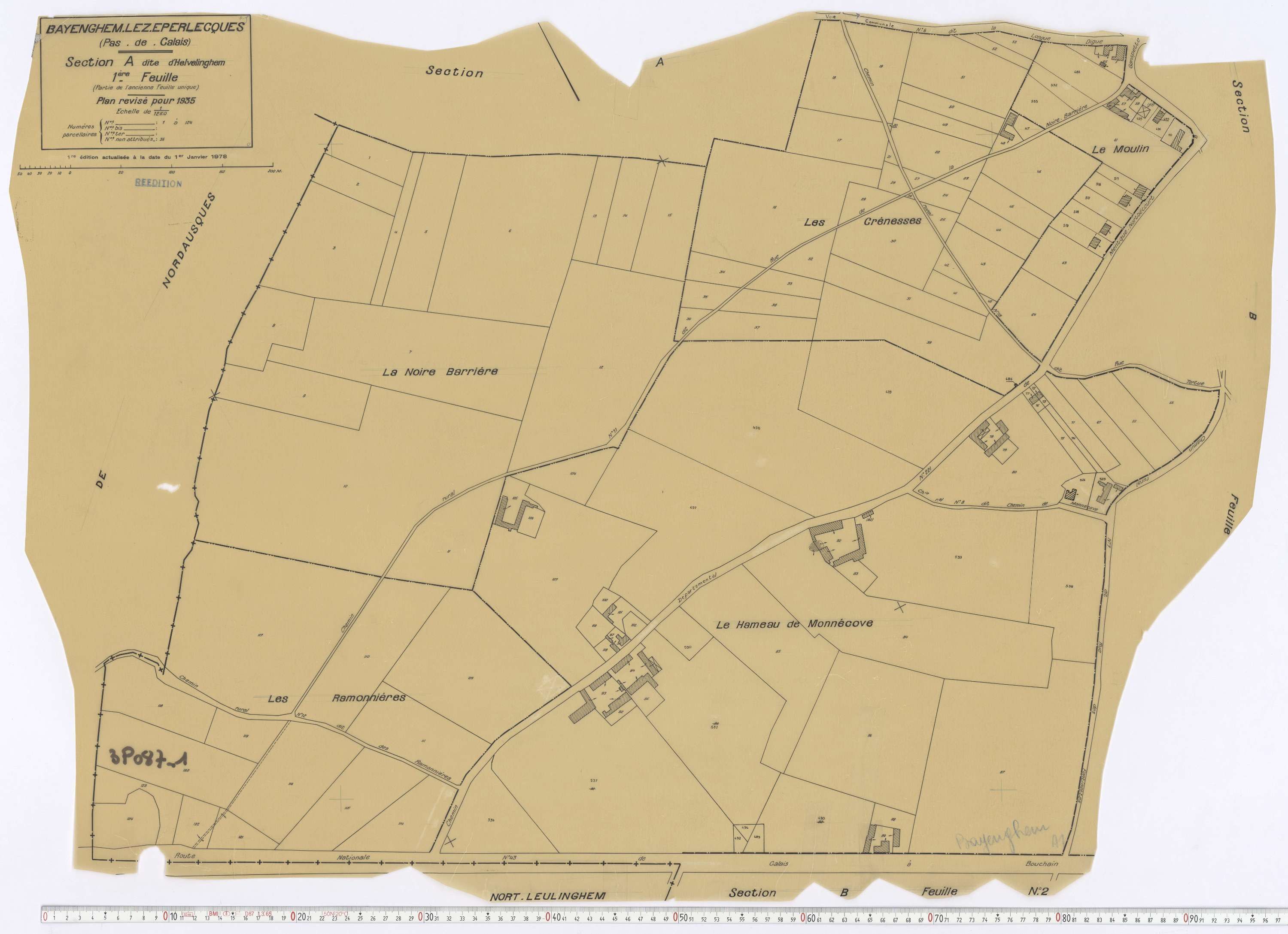 Bayenghem-lès-Éperlecques - Section A, feuille 1.