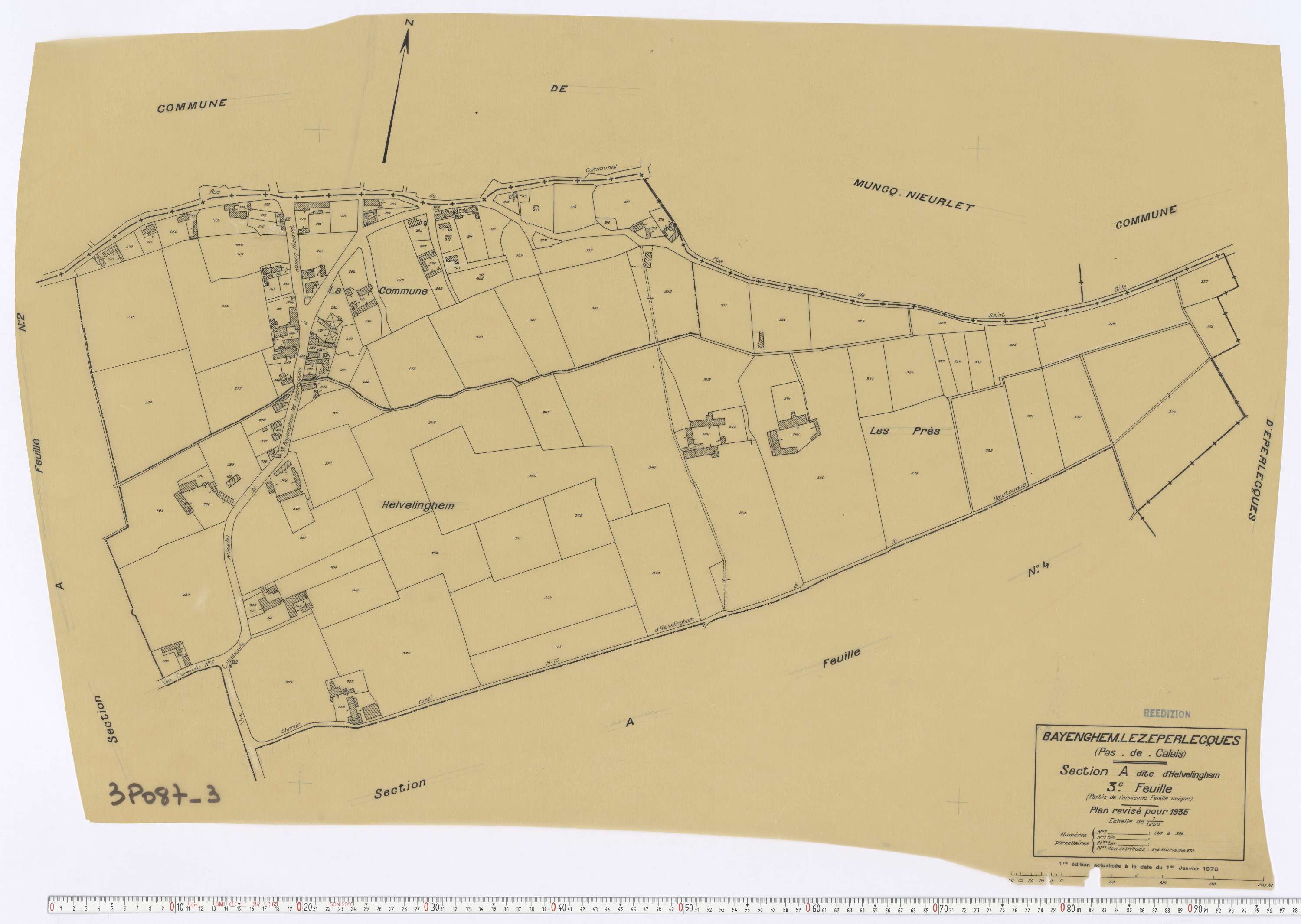 Bayenghem-lès-Éperlecques - Section A, feuille 3.