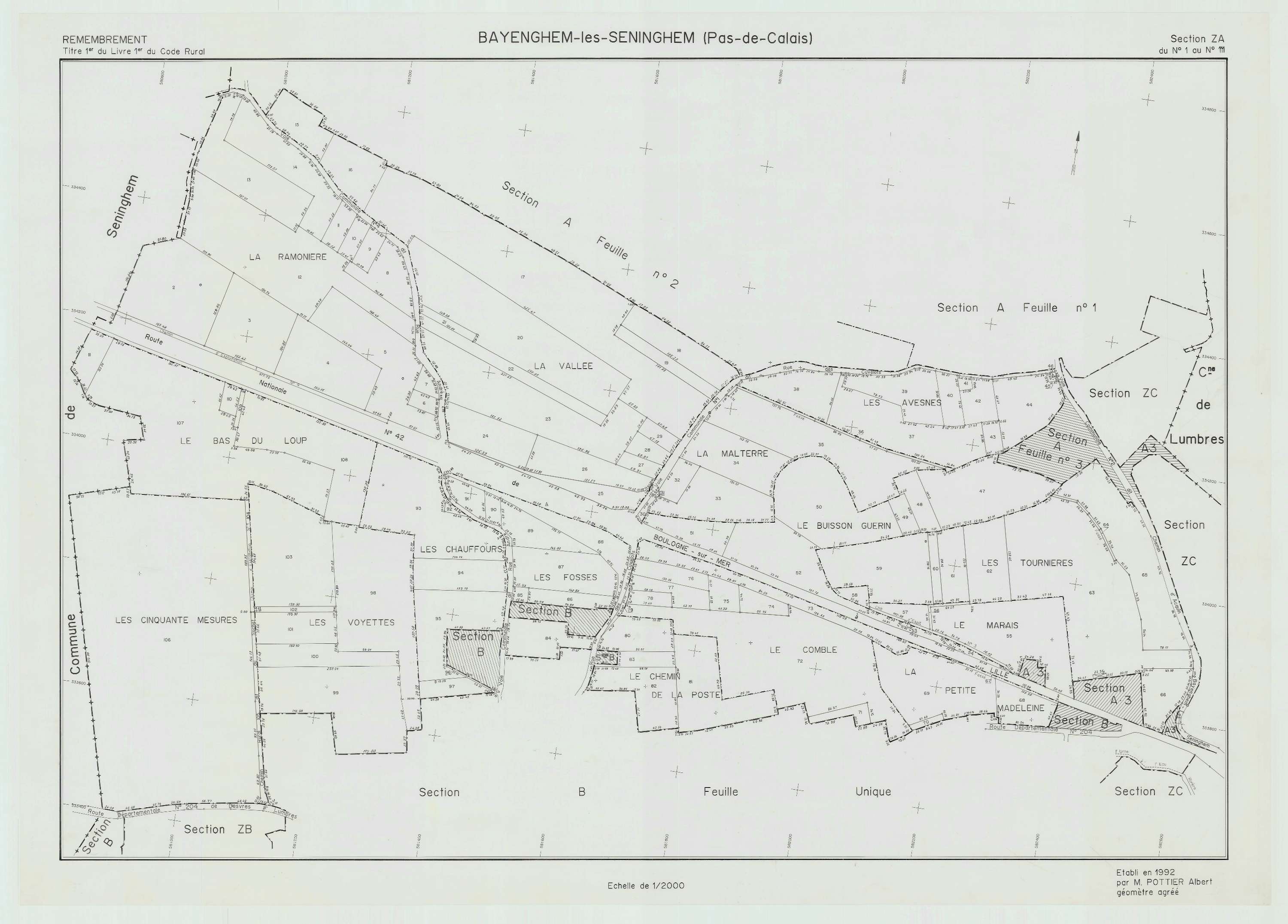 Bayenghem-lès-Seninghem - Plan de remembrement : section ZA.
