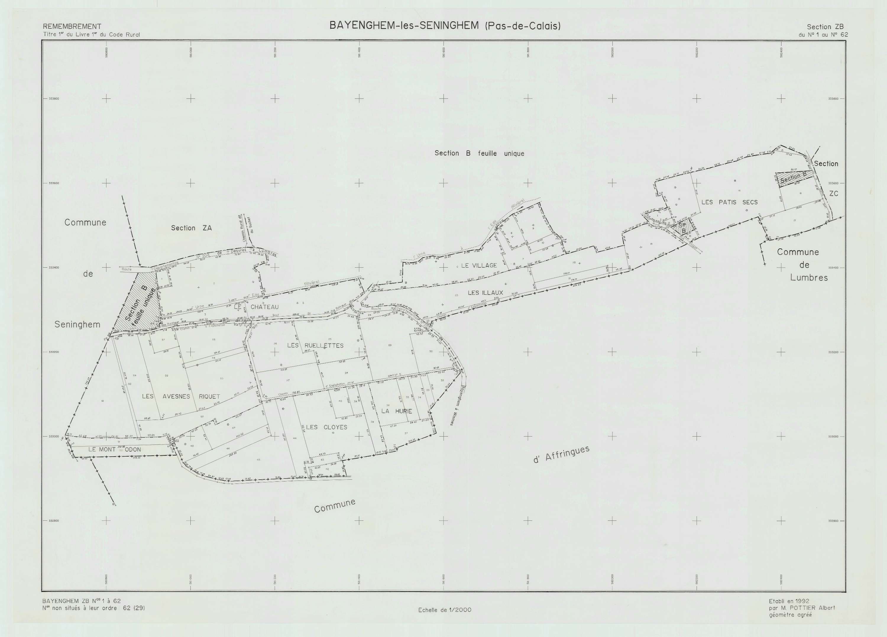 Bayenghem-lès-Seninghem - Plan de remembrement : section ZB.