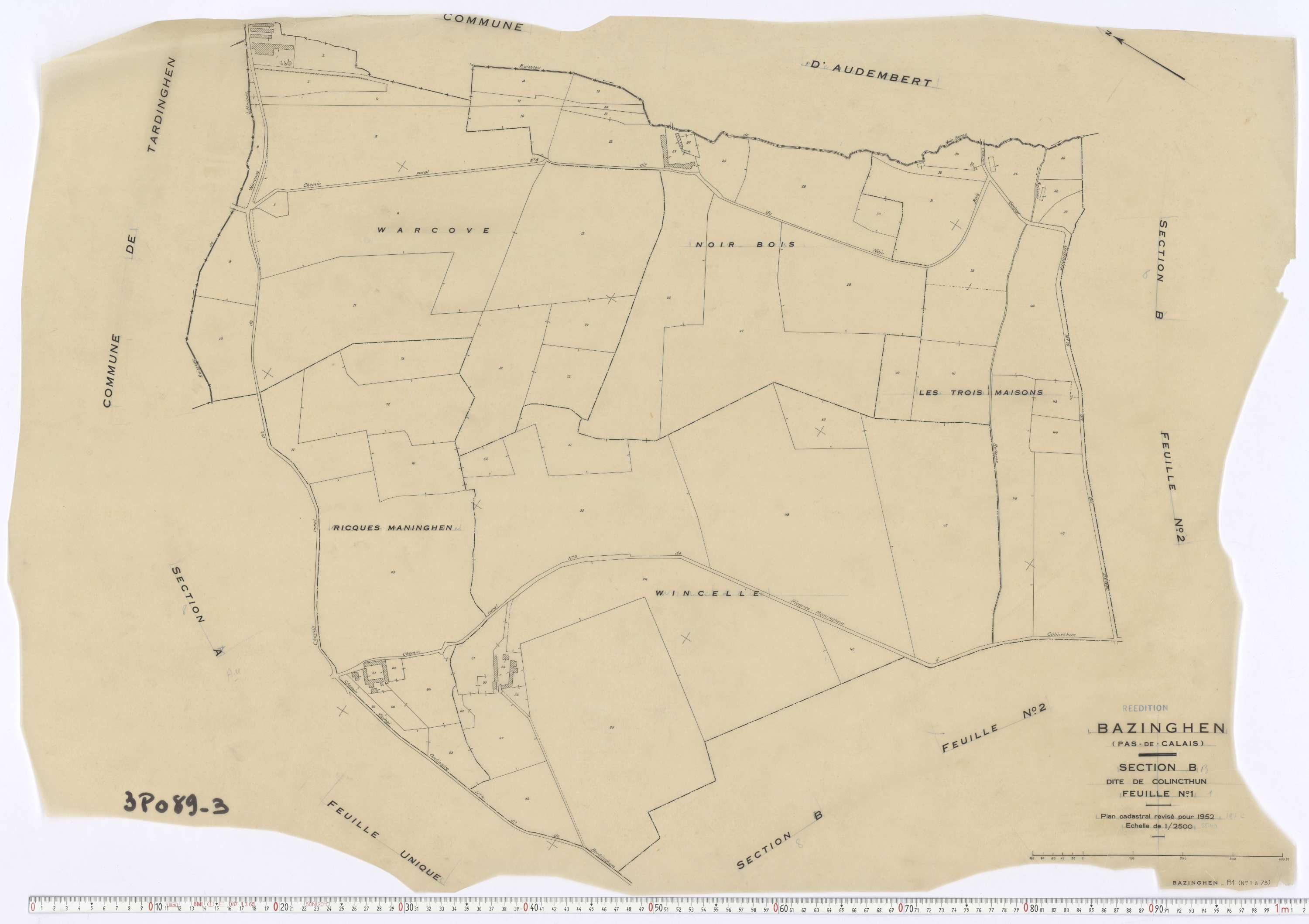 Bazinghen - Section B, feuille 1.