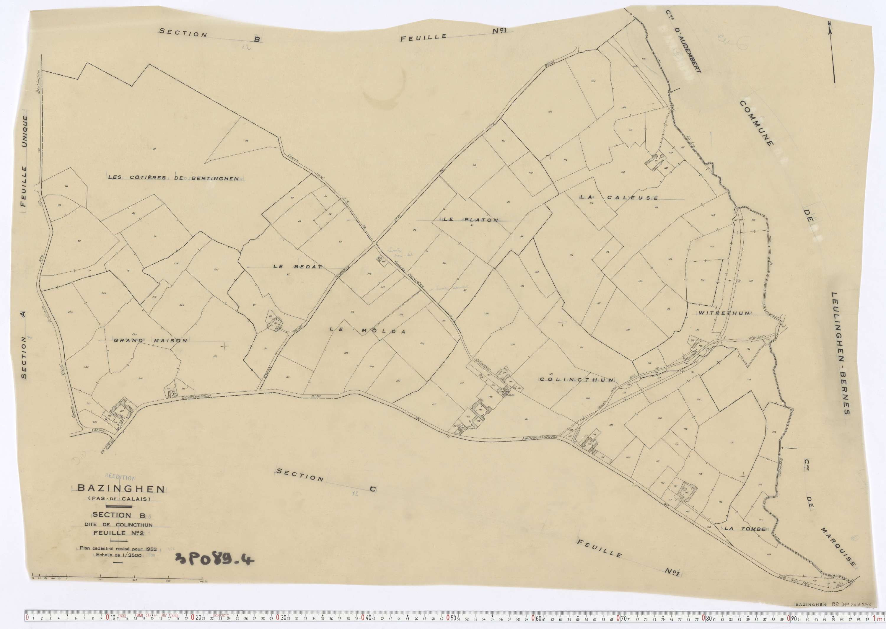 Bazinghen - Section B, feuille 2.