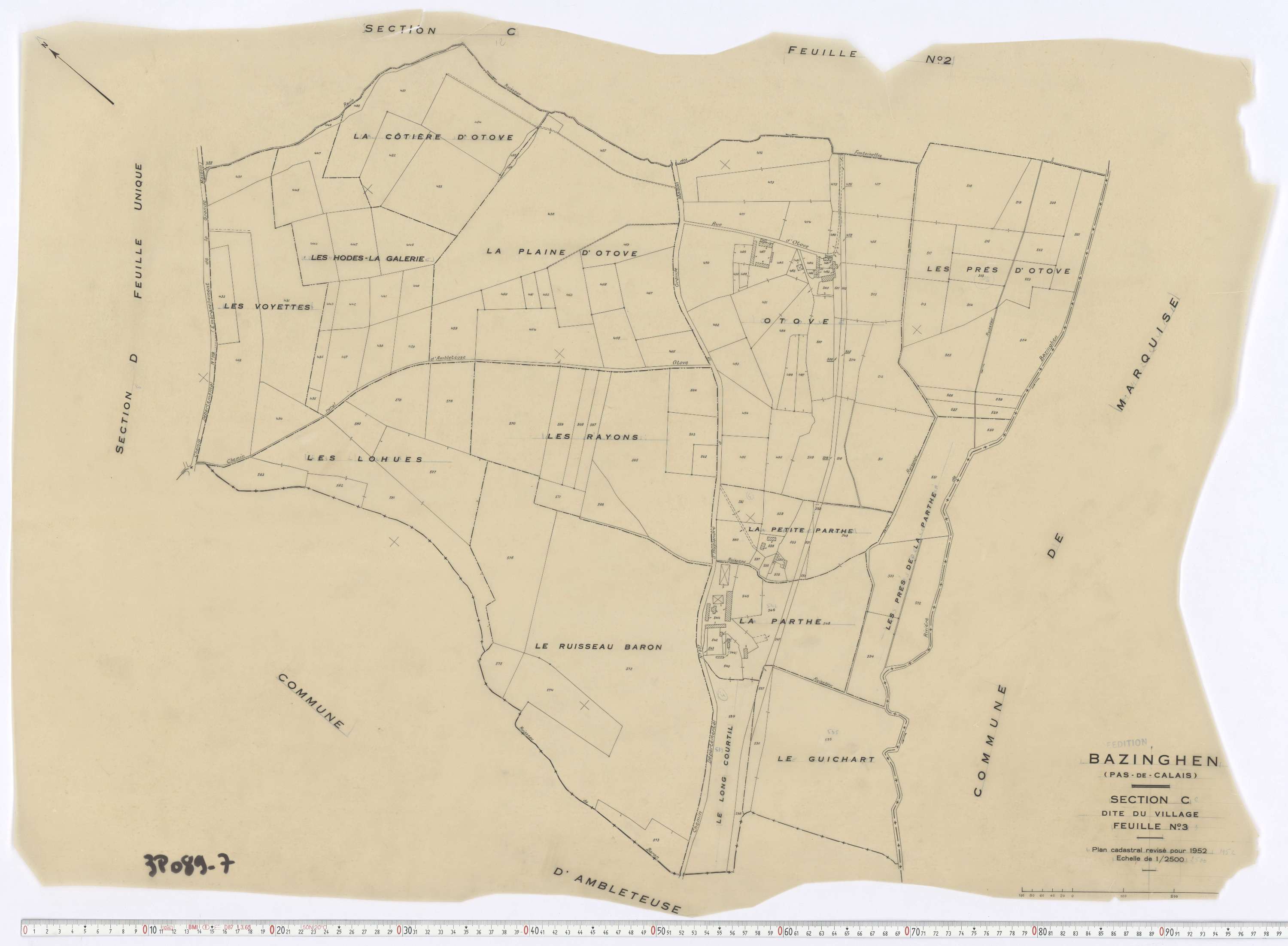 Bazinghen - Section C, feuille 3.