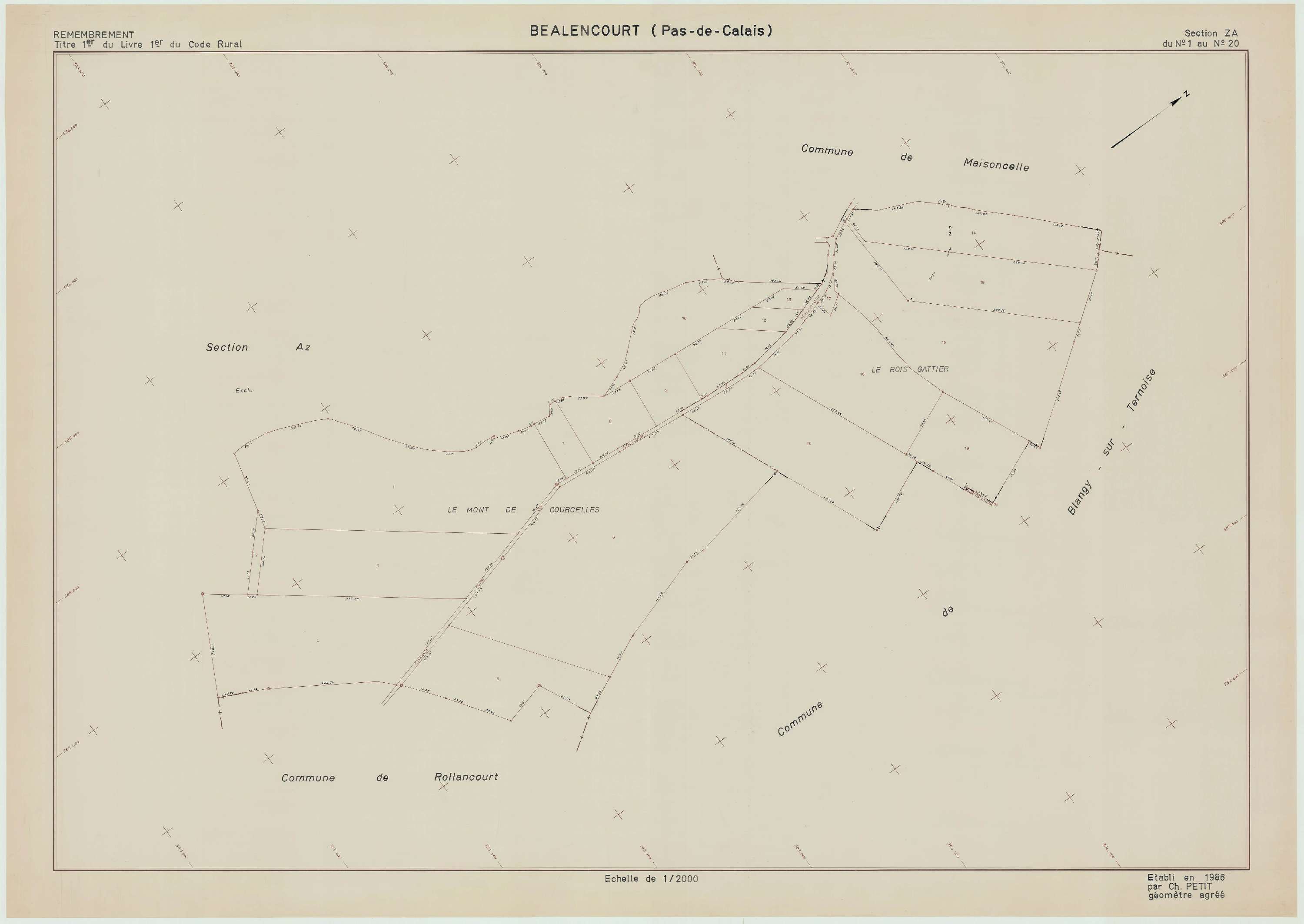 Béalencourt - Plan de remembrement : section ZA.