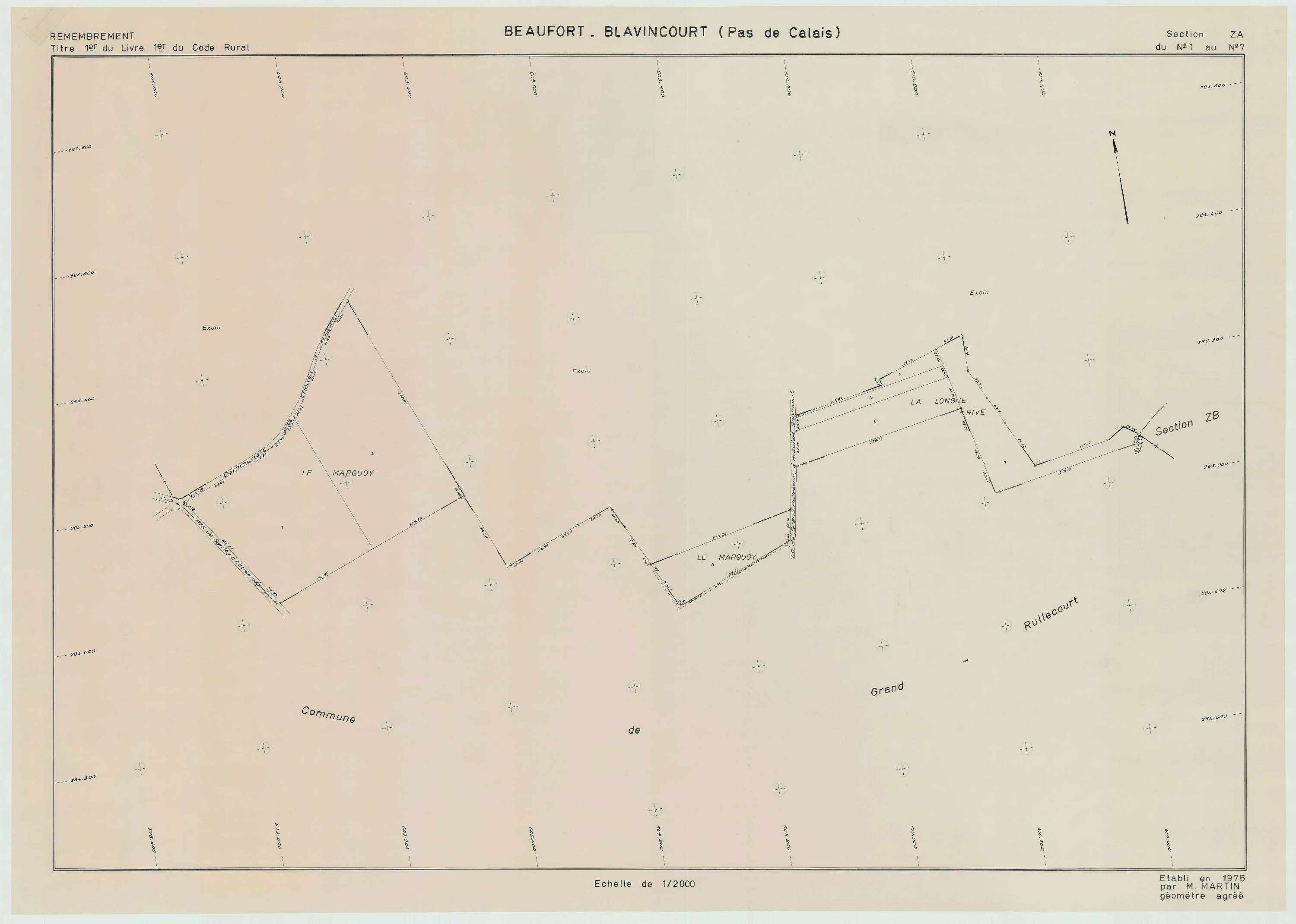Beaufort-Blavincourt - Plan de remembrement : section ZA.